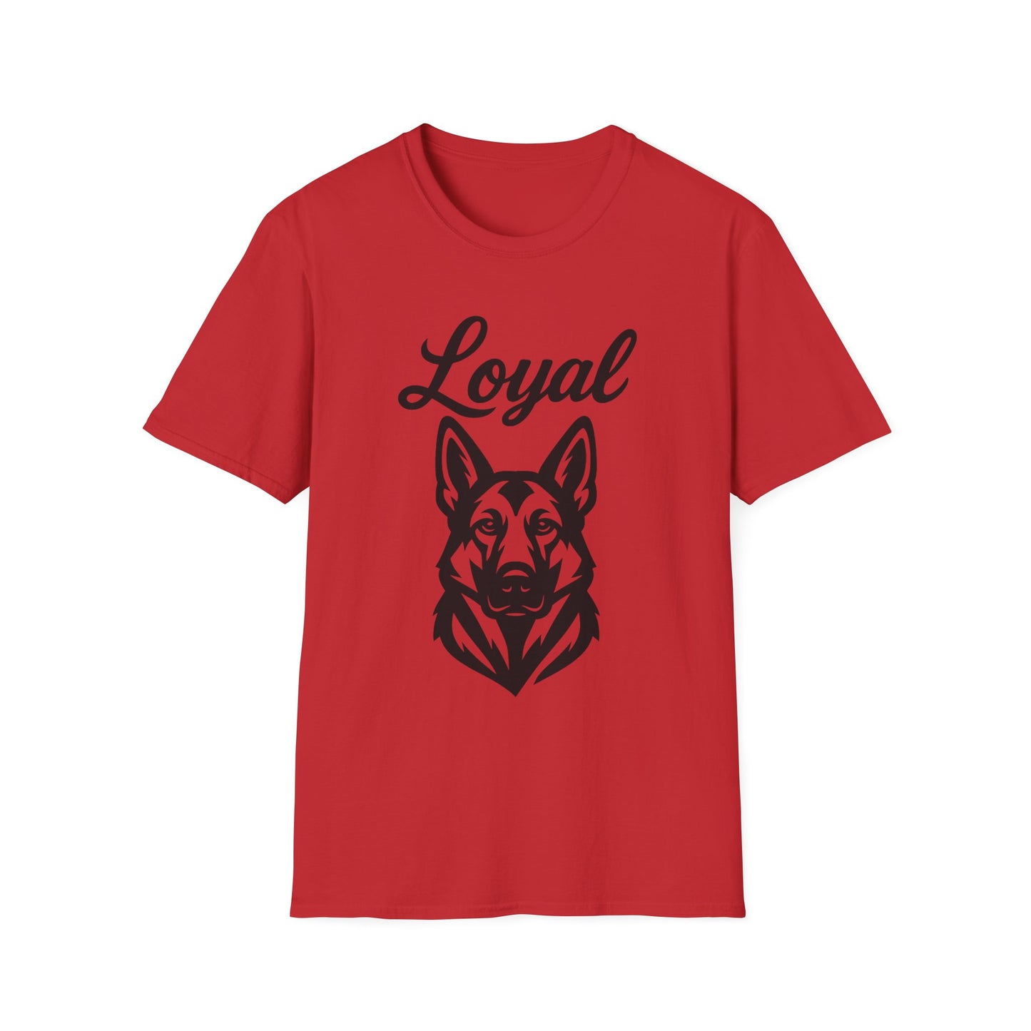Loyal German Shepherd T-Shirt – Bold Black Line Art Dog Design for GSD Lovers, Rescue-Friendly Apparel, Adult Unisex T-Shirt