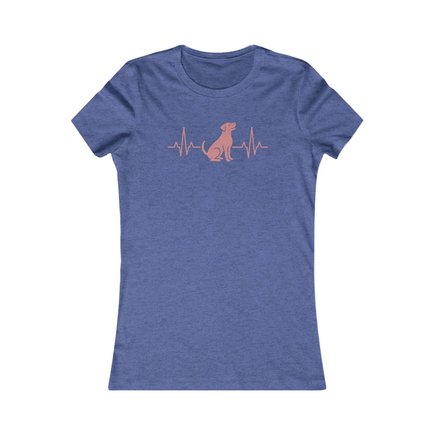 Heartbeat Dog Shirt for Women – Dusty Rose EKG Line Art Tee – Pit Bull Silhouette Rescue Dog Shirt – Bella + Canvas 6004 Feminine Fit – Animal Lover Gift – Adopt Don’t Shop, Adult Women's T-Shirt