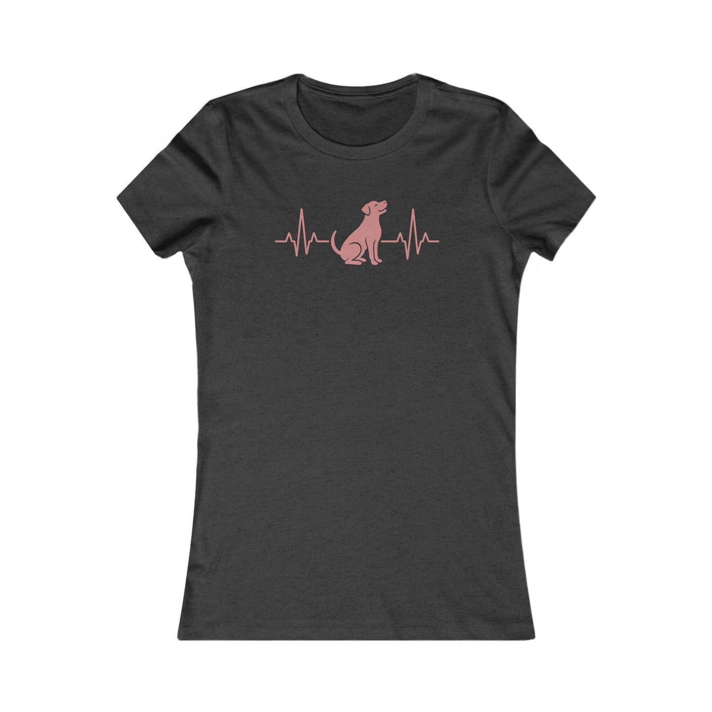Heartbeat Dog Shirt for Women – Dusty Rose EKG Line Art Tee – Pit Bull Silhouette Rescue Dog Shirt – Bella + Canvas 6004 Feminine Fit – Animal Lover Gift – Adopt Don’t Shop, Adult Women's T-Shirt