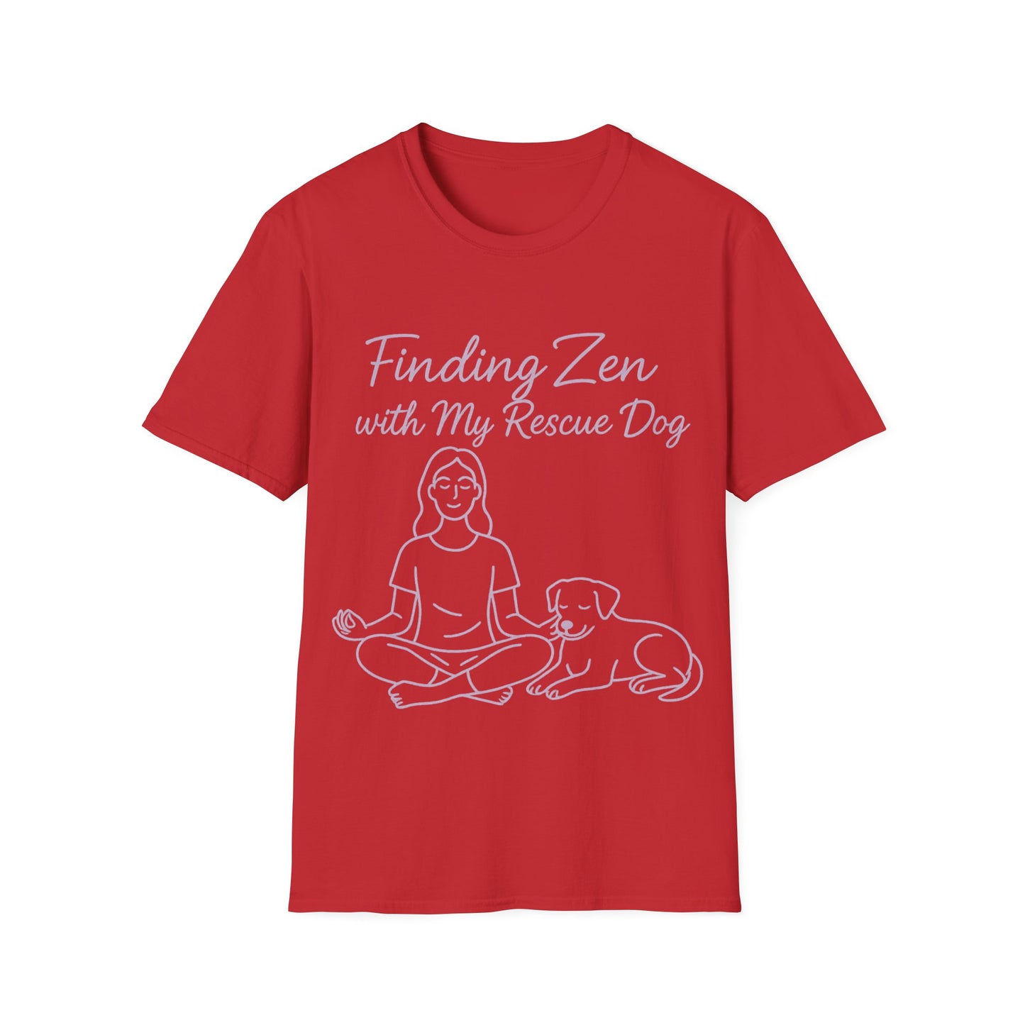 Finding Zen with My Rescue Dog – Calming Lavender Dog Mom Shirt | Rescue Dog Mental Health Tee | Pet Parent Gift, Adult Unisex T-Shirt