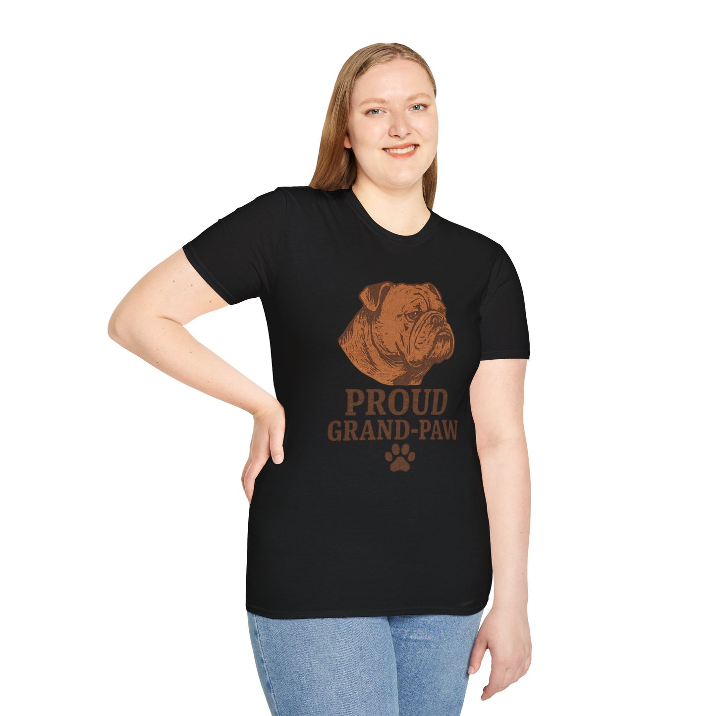 Proud Grand-Paw English Bulldog Vintage T-Shirt – Rustic Dog Grandpa Tee for Bulldog Lovers, Adult Unisex T-Shirt