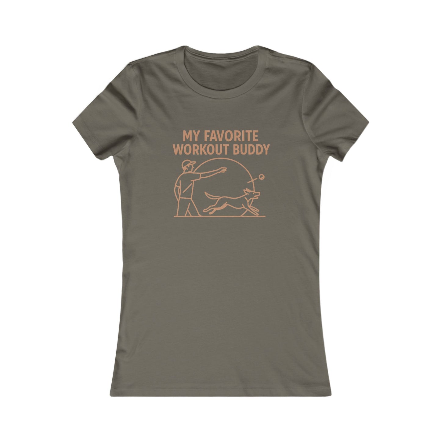 My Favorite Workout Buddy Dog T-Shirt for Women – Funny Dog Mom Gift Tee – Active Dog Owner Fetch Design – Bella + Canvas Feminine Fit T-Shirt, Adult Unisex T-Shirt