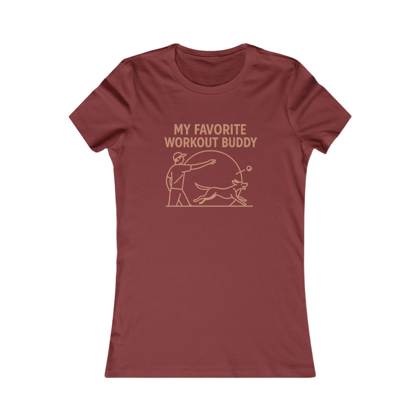 My Favorite Workout Buddy Dog T-Shirt for Women – Funny Dog Mom Gift Tee – Active Dog Owner Fetch Design – Bella + Canvas Feminine Fit T-Shirt, Adult Unisex T-Shirt