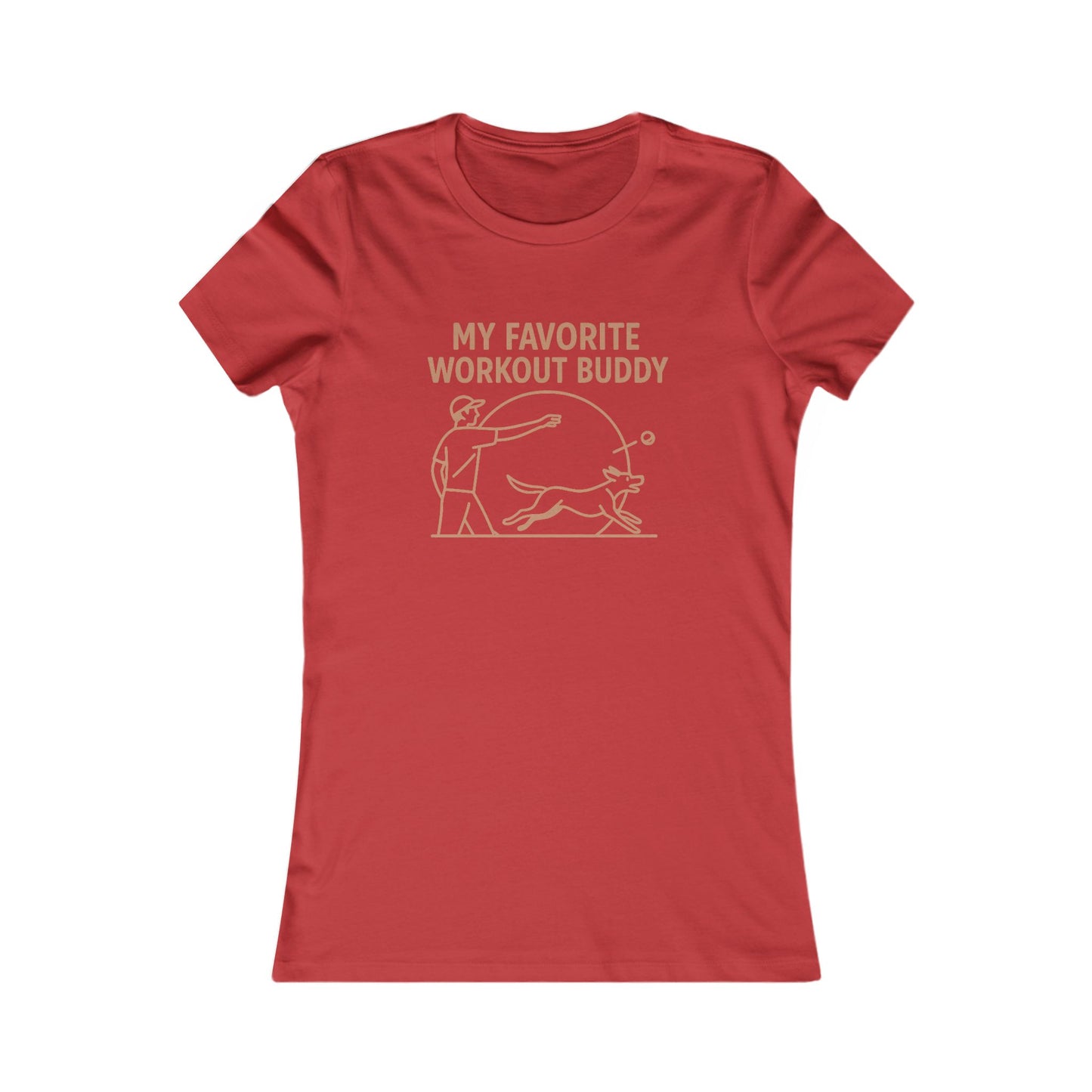 My Favorite Workout Buddy Dog T-Shirt for Women – Funny Dog Mom Gift Tee – Active Dog Owner Fetch Design – Bella + Canvas Feminine Fit T-Shirt, Adult Unisex T-Shirt
