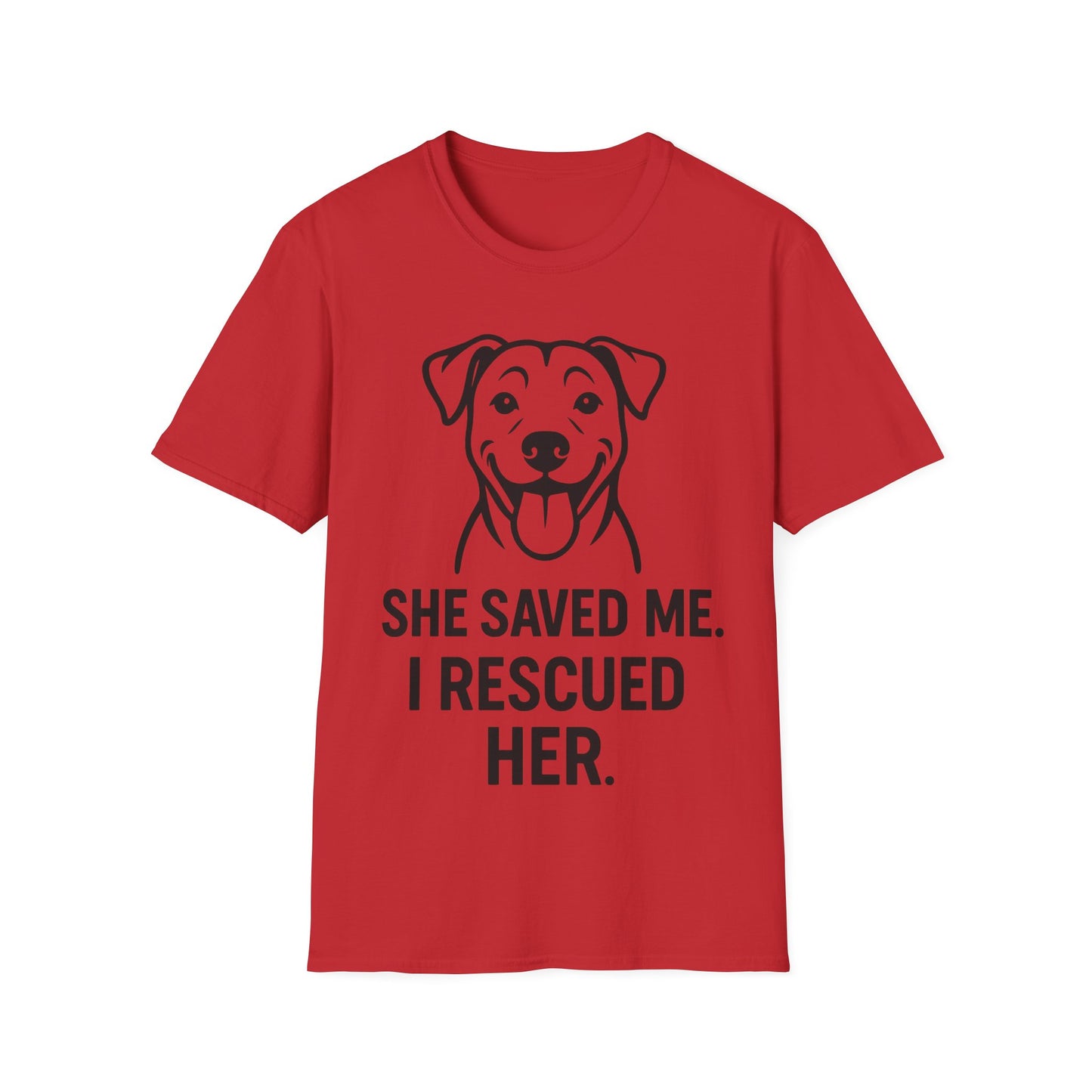 I Rescued Her, She Saved Me Shirt – Dog Rescue T-Shirt, Pet Adoption Gift, Animal Lover Tee, Unisex Fit, Adult Unisex T-Shirt