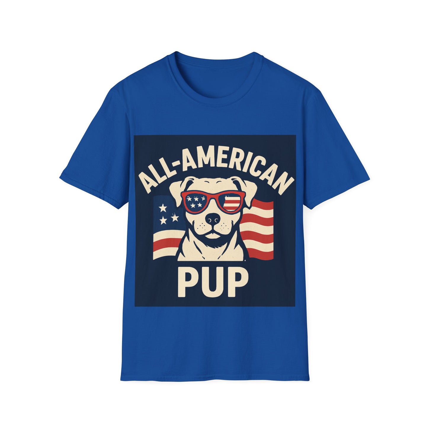 All-American Pup Shirt – Patriotic Dog T-Shirt, 4th of July Pet Lover Tee, Red White and Woof, Unisex Fit, Adult Unisex T-Shirt