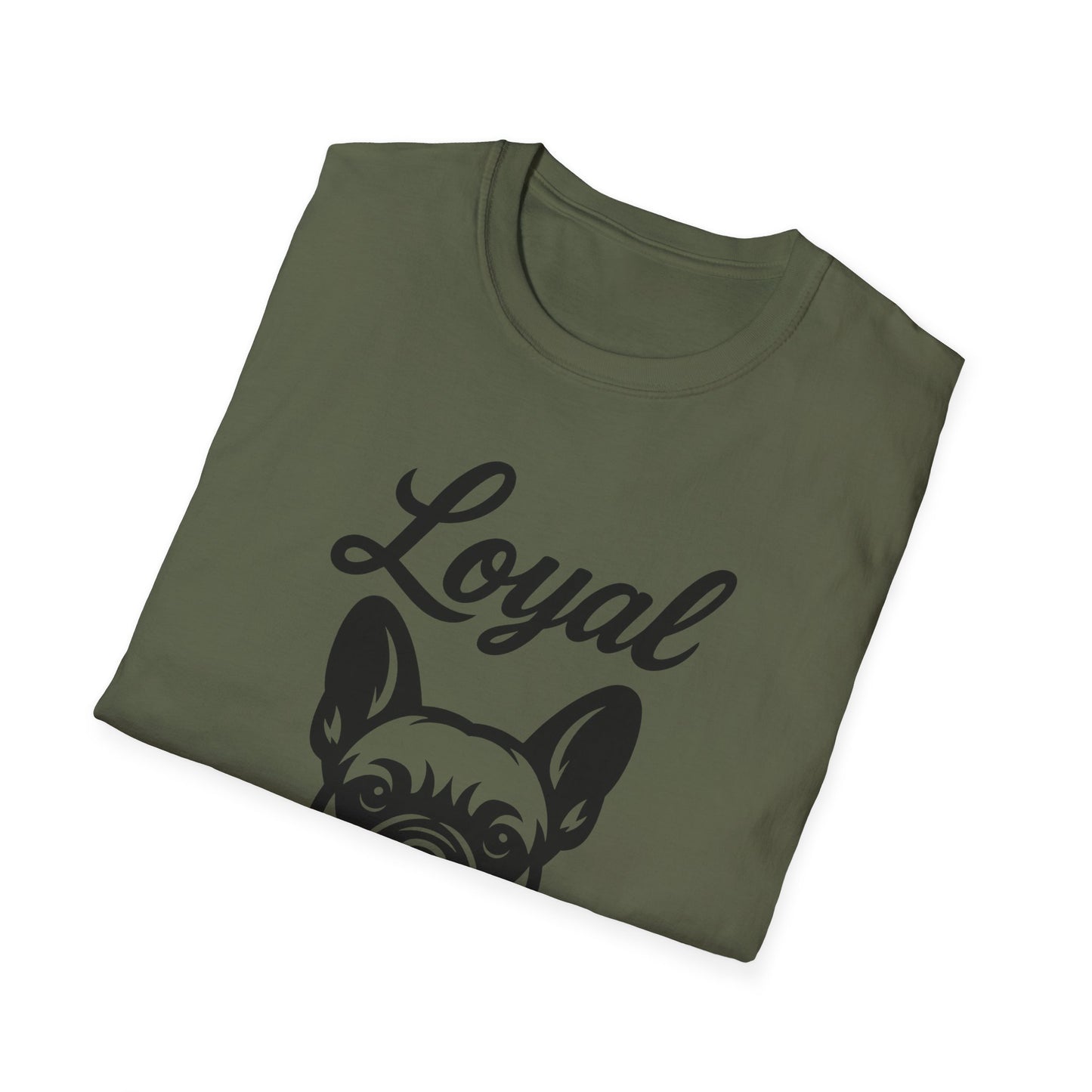 Loyal French Bulldog T-Shirt – Bold Black Line Art Dog Design for Frenchie Lovers, Rescue Support Tee, Adult Unisex T-Shirt