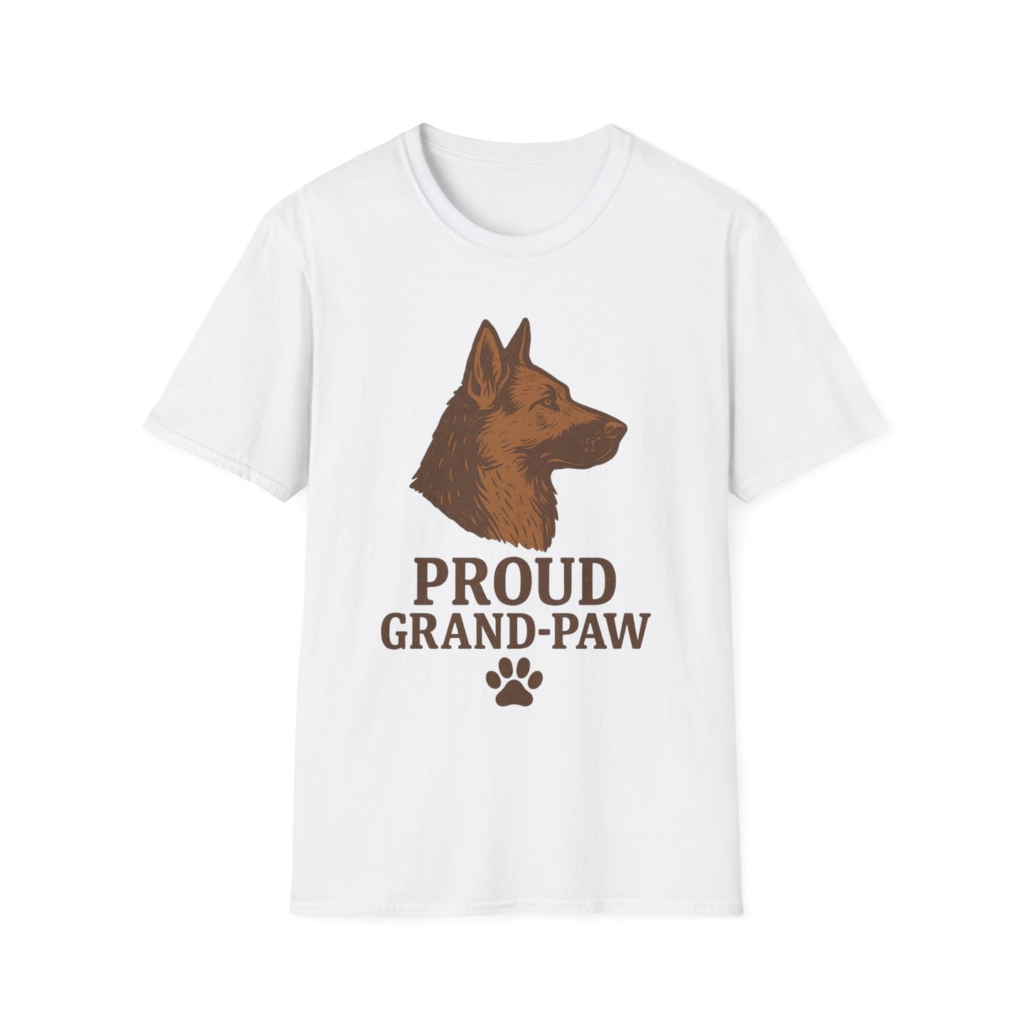 Proud Grand-Paw German Shepherd Vintage T-Shirt – Rustic Dog Grandpa Tee for German Shepherd Lovers, Adult Unisex T-Shirt