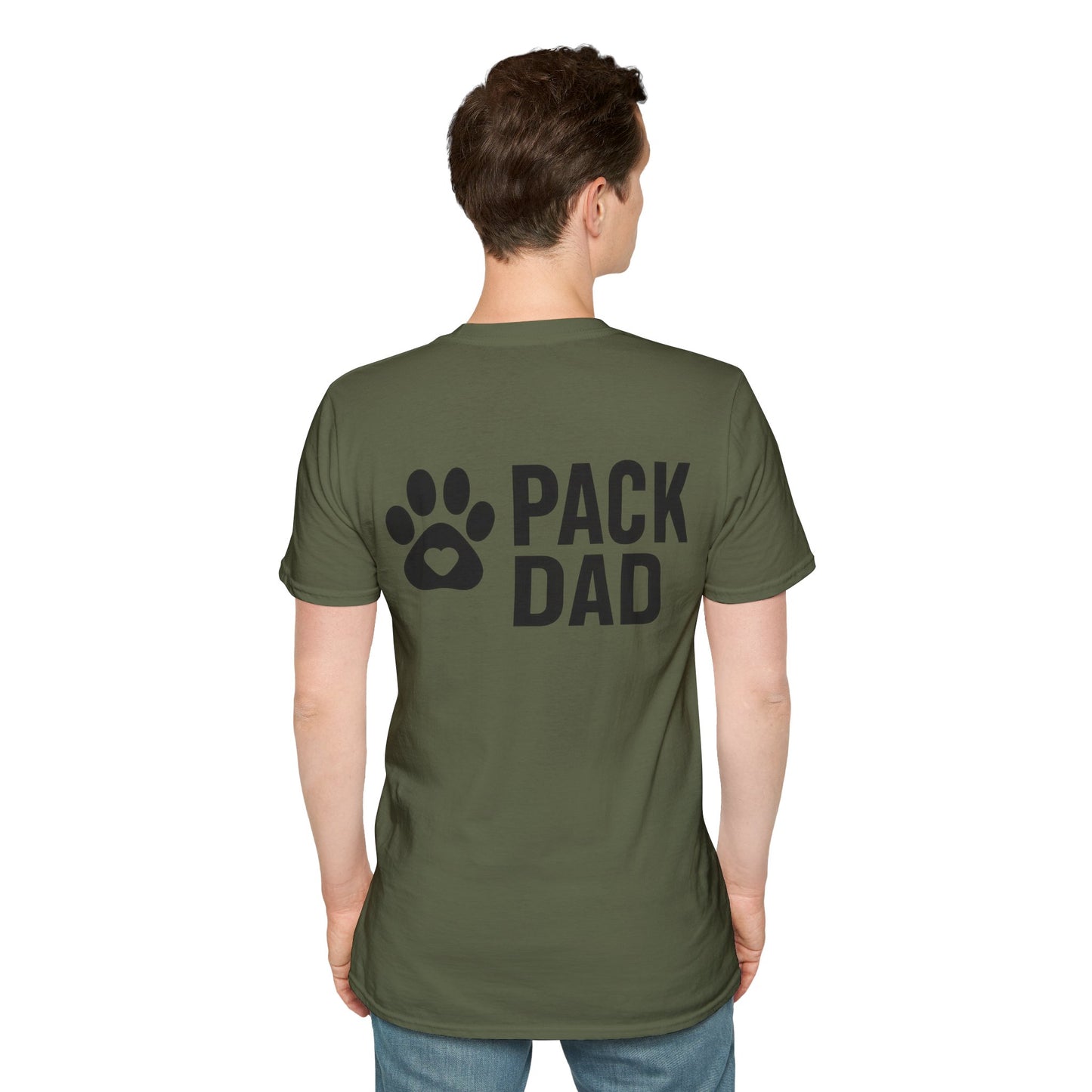Pack Dad T-Shirt with Paw Print – Matching Dog Family Tee – Father’s Day Dog Dad Gift – Adopted and Adored Apparel, Adult Unisex T-Shirt