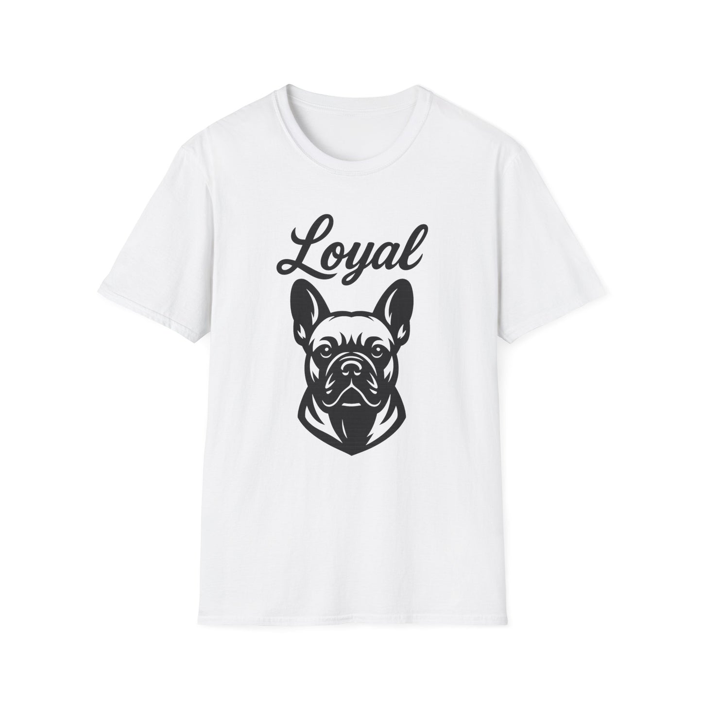 Loyal French Bulldog T-Shirt – Bold Black Line Art Dog Design for Frenchie Lovers, Rescue Support Tee, Adult Unisex T-Shirt