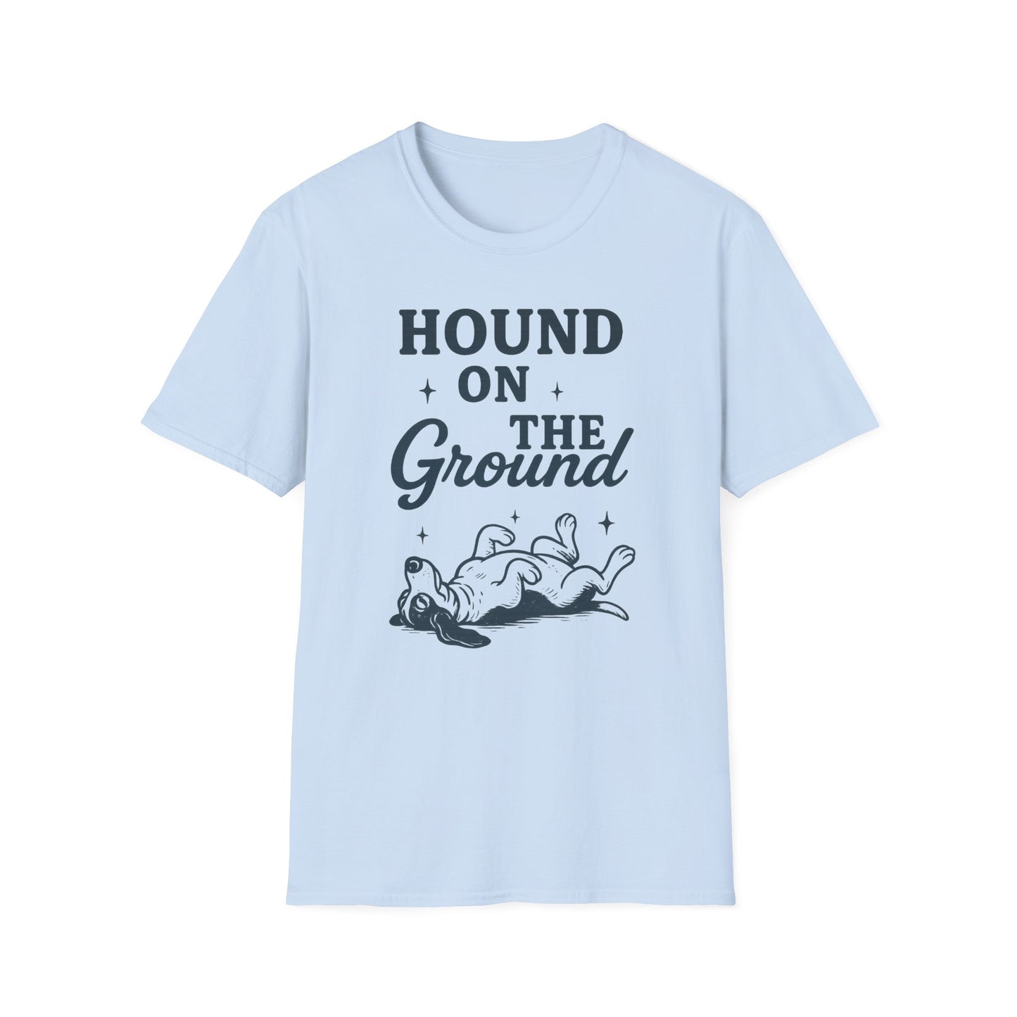 Hound on the Ground Funny Dog T-Shirt – Vintage Basset Hound Shirt for Dog Lovers, Rescue Pet Apparel, Gift for Animal Owners, Adult Unisex T-Shirt