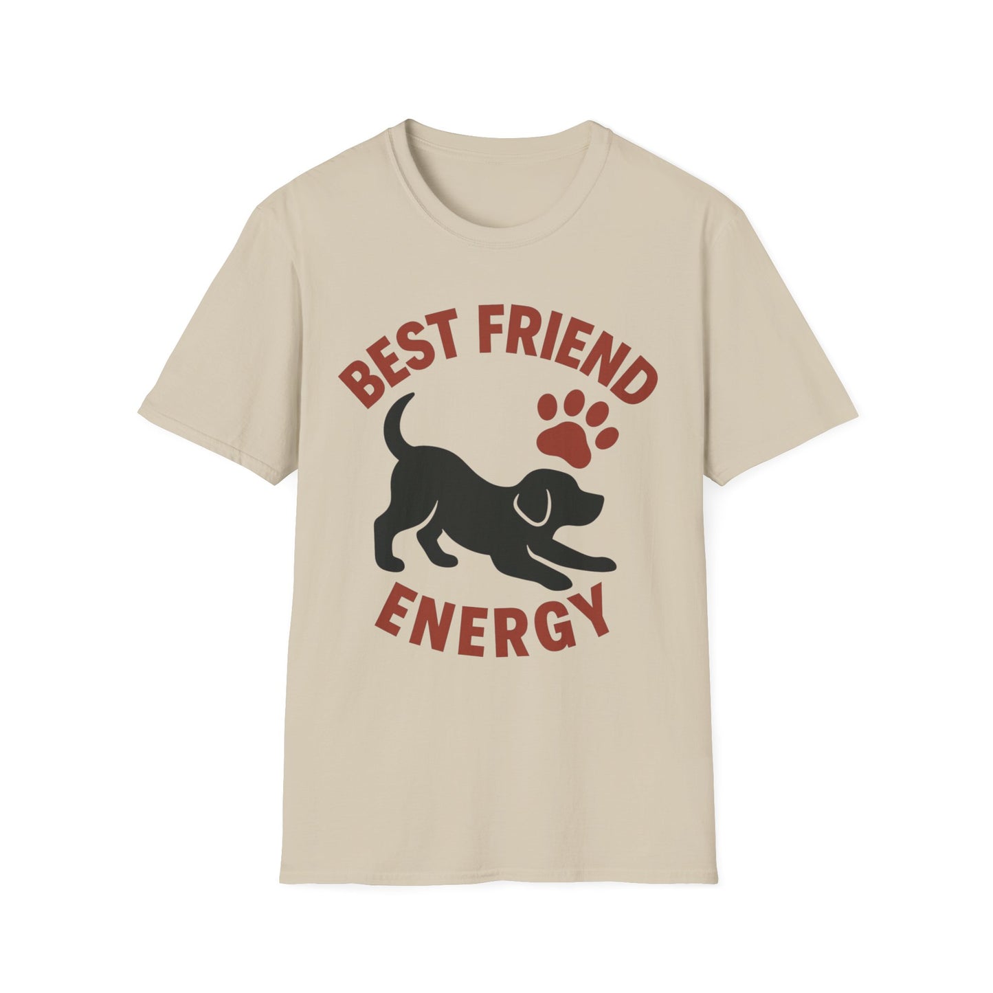 Best Friend Energy Dog T-Shirt | Playful Pup Graphic Tee | Adopted & Adored Apparel, Adult Unisex T-Shirt