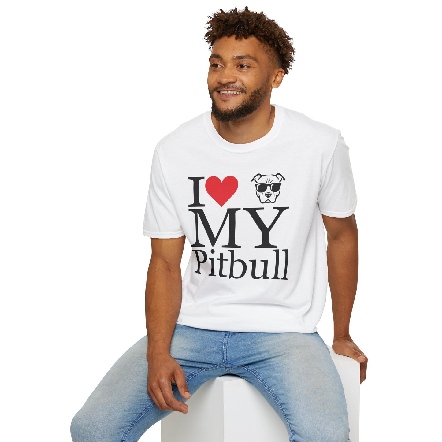 I Love My Pitbull T-Shirt – Cute Rescue Dog Lover Tee with Heart and Pitbull Face Graphic – Unisex Pet Adoption Gift for Proud Pit Bull Owners, Adult Unisex T-Shirt