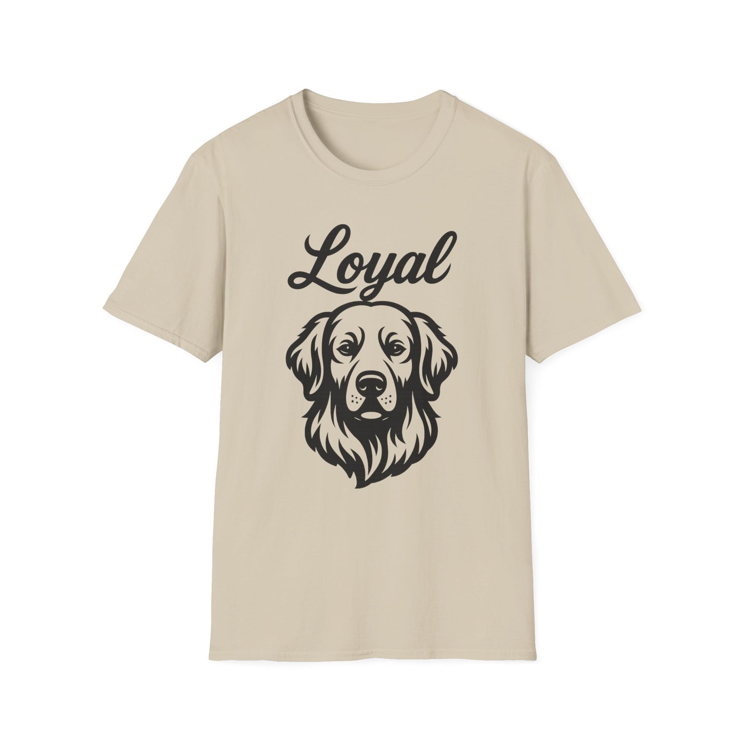 Loyal Golden Retriever T-Shirt – Bold Black Line Art Dog Design for Golden Lovers, Rescue-Inspired Apparel for Devoted Dog Parents, Adult Unisex T-Shirt