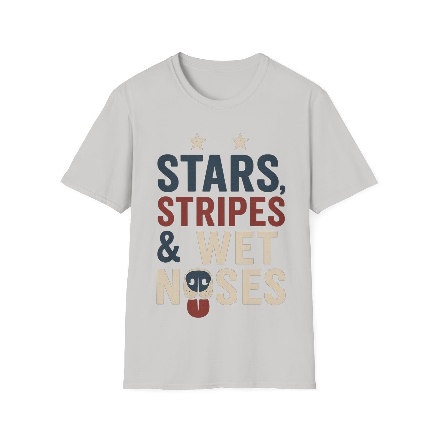 Stars Stripes and Wet Noses Patriotic Dog Shirt | Red White and Blue Rescue Tee | American Flag Dog Lover Shirt | Animal Adoption 4th of July T-Shirt | Multiple Design Options | Gildan 64000 Soft Cotton Unisex T-Shirt, Adult Unisex T-Shirt