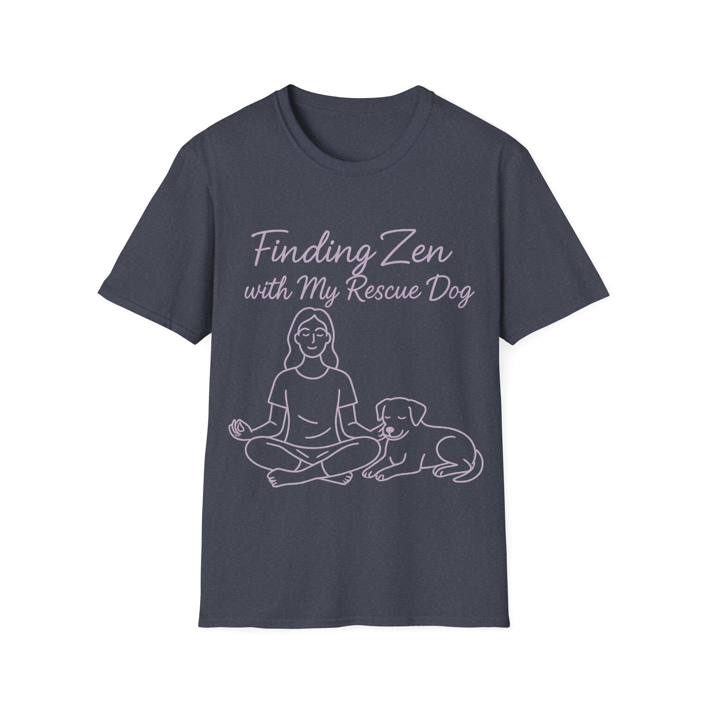 Finding Zen with My Rescue Dog – Calming Lavender Dog Mom Shirt | Rescue Dog Mental Health Tee | Pet Parent Gift, Adult Unisex T-Shirt