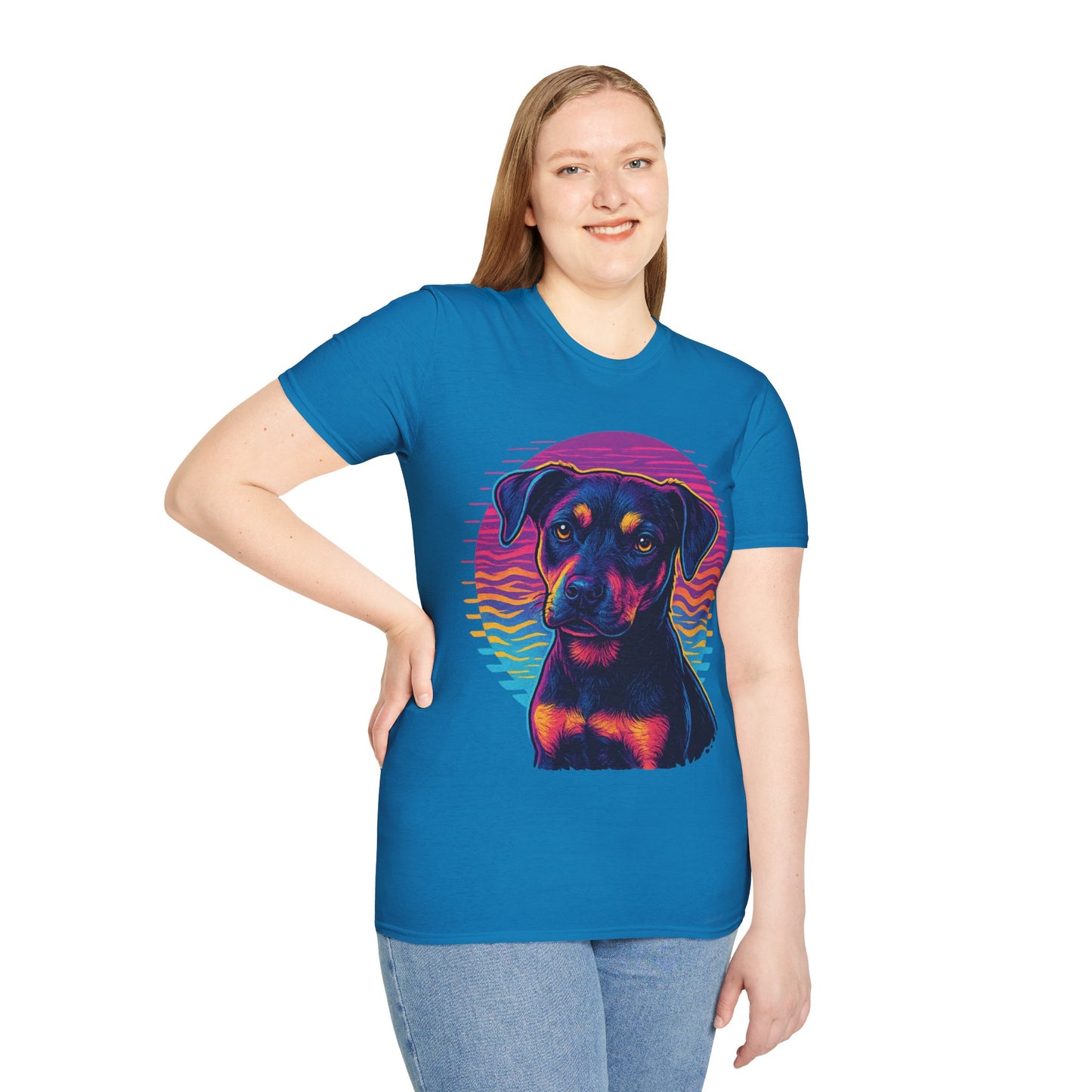 Bold Rescue Dog Shirt | Vibrant Neon Pitbull Art Tee for Teens & Dog Lovers | Youth Streetwear Graphic Tee, Adult Unisex T-Shirt