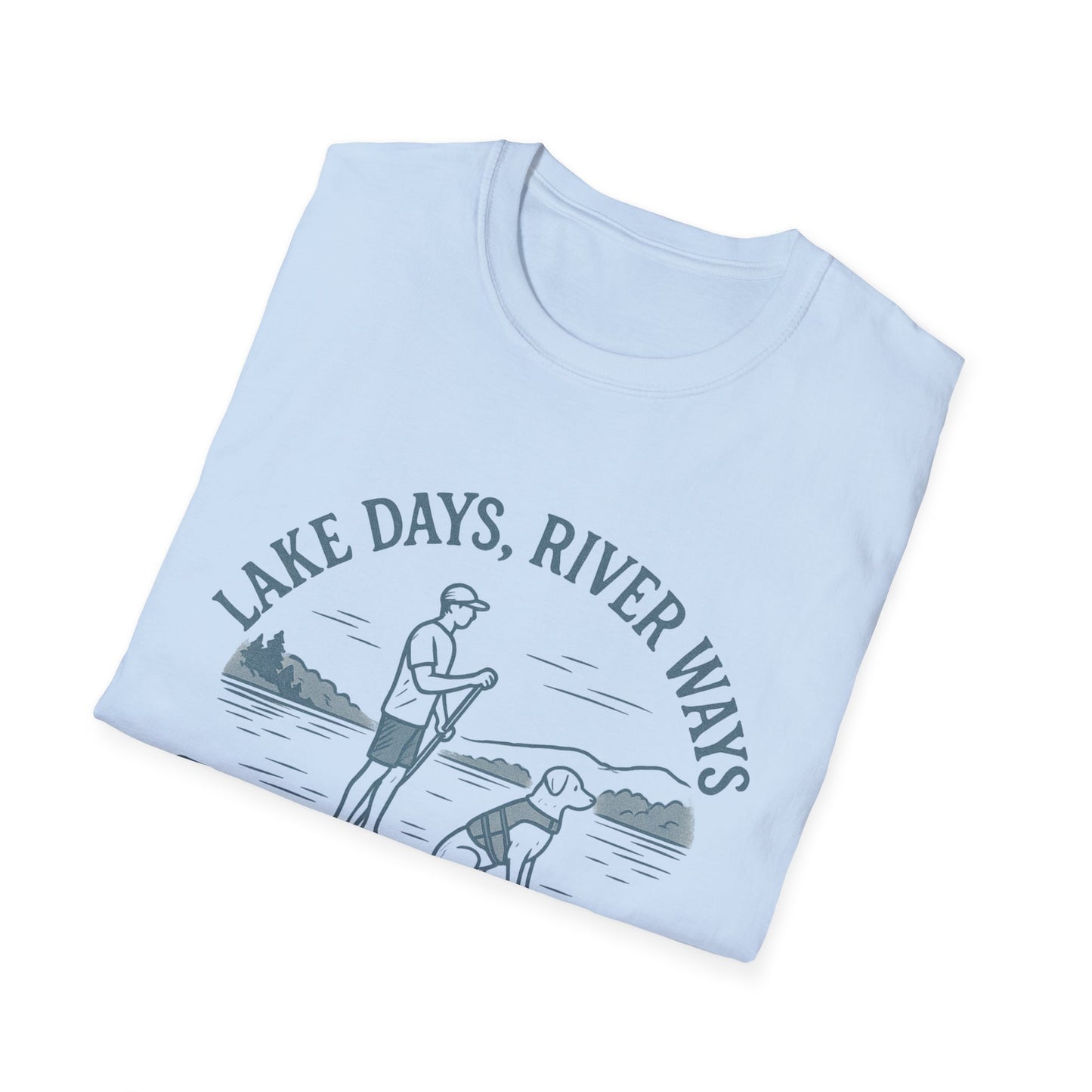 Lake Days River Ways Dog Always T-Shirt – Paddleboarding Rescue Dog Tee for Lake & River Lovers, Adult Unisex T-Shirt