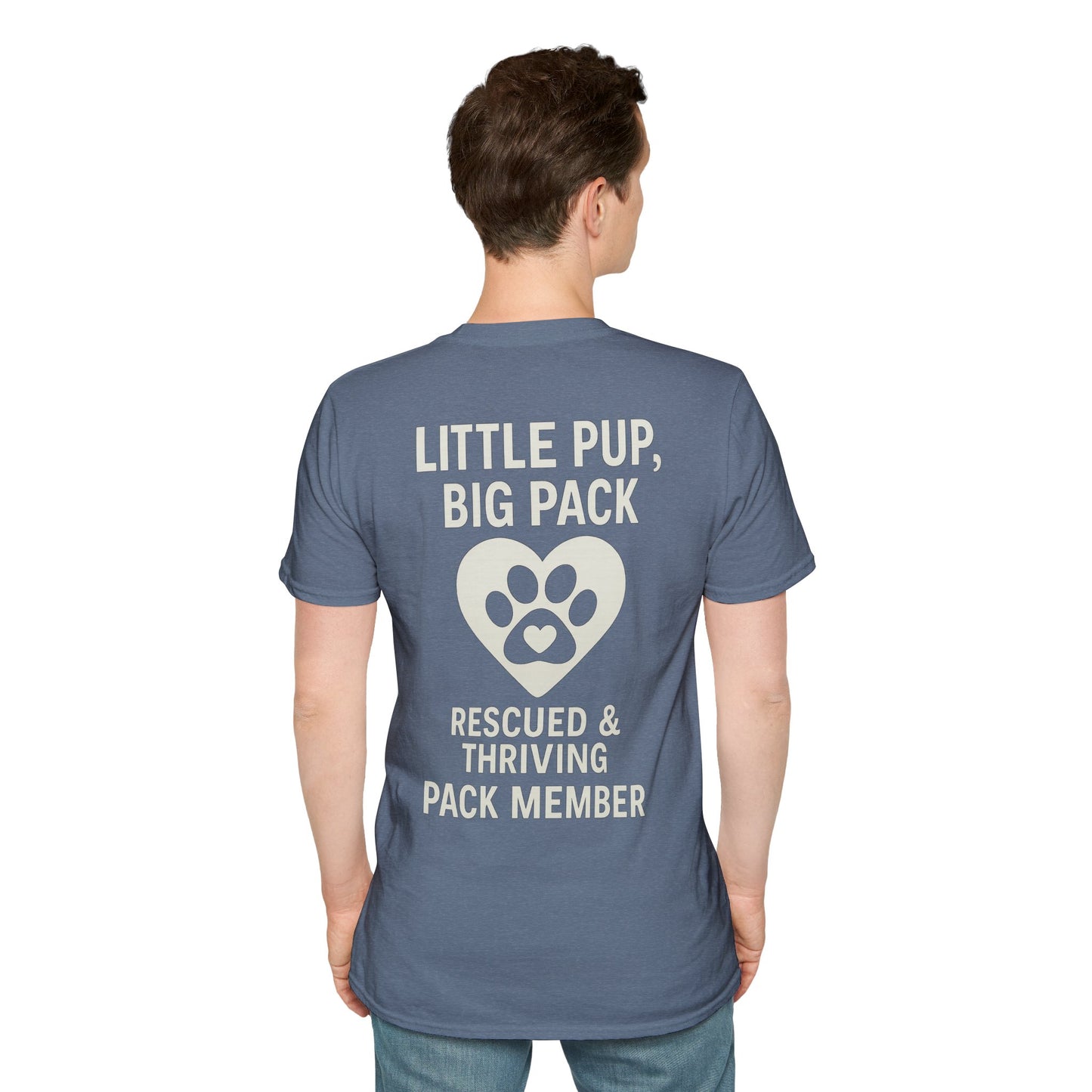 Little Pup Big Pack T-Shirt – Rescued and Thriving Dog Tee – Matching Family Rescue Apparel – Pack Member Logo – Dog Lover Gift – Pitbull Rescue Shirt – Parent and Kid Set Option, Adult Unisex T-Shirt