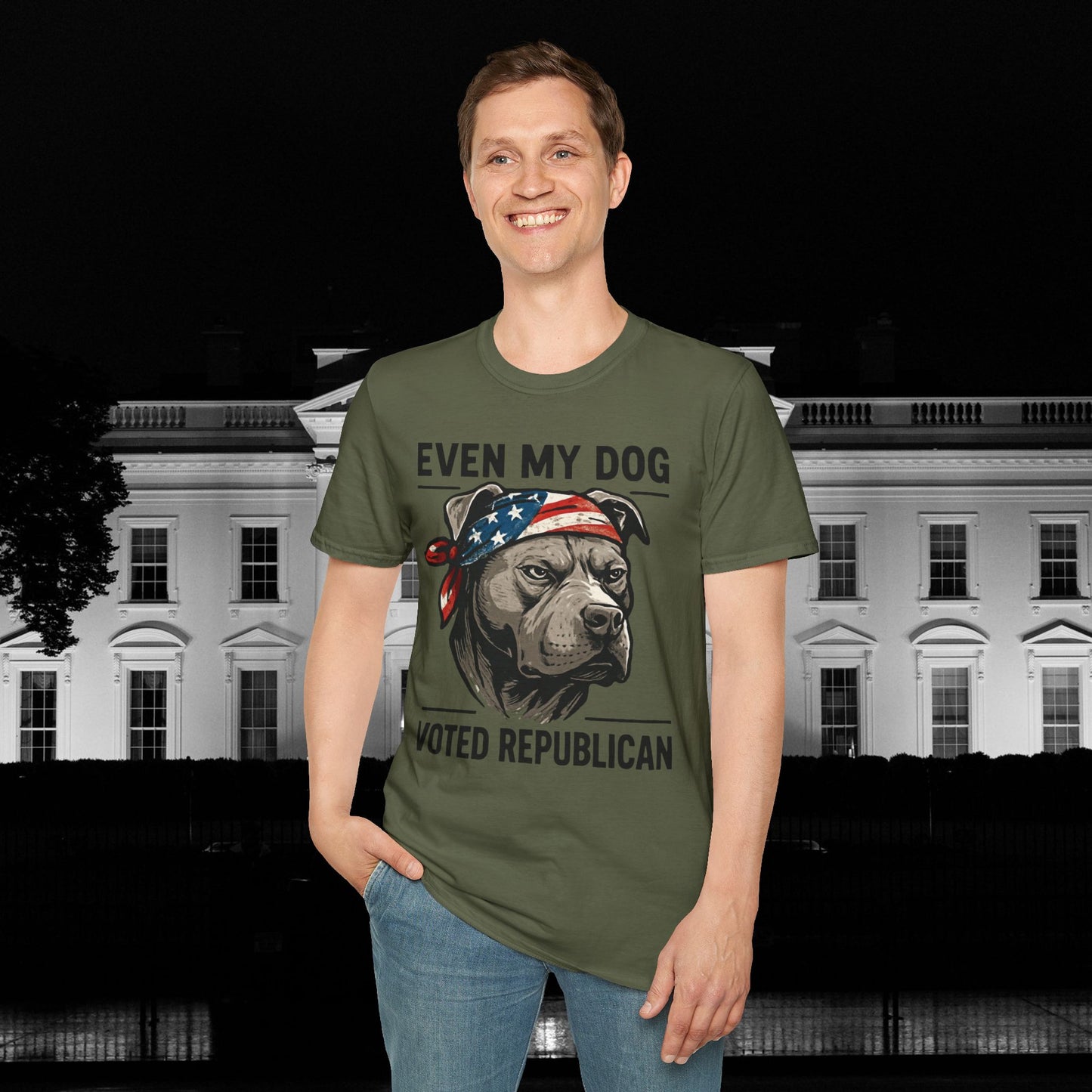 EVEN MY DOG VOTED REPUBLICAN T-Shirt – Patriotic Dog Lover Graphic Tee, Adult Unisex, Funny Political Shirt for Dog Owners, Conservative Gift Idea