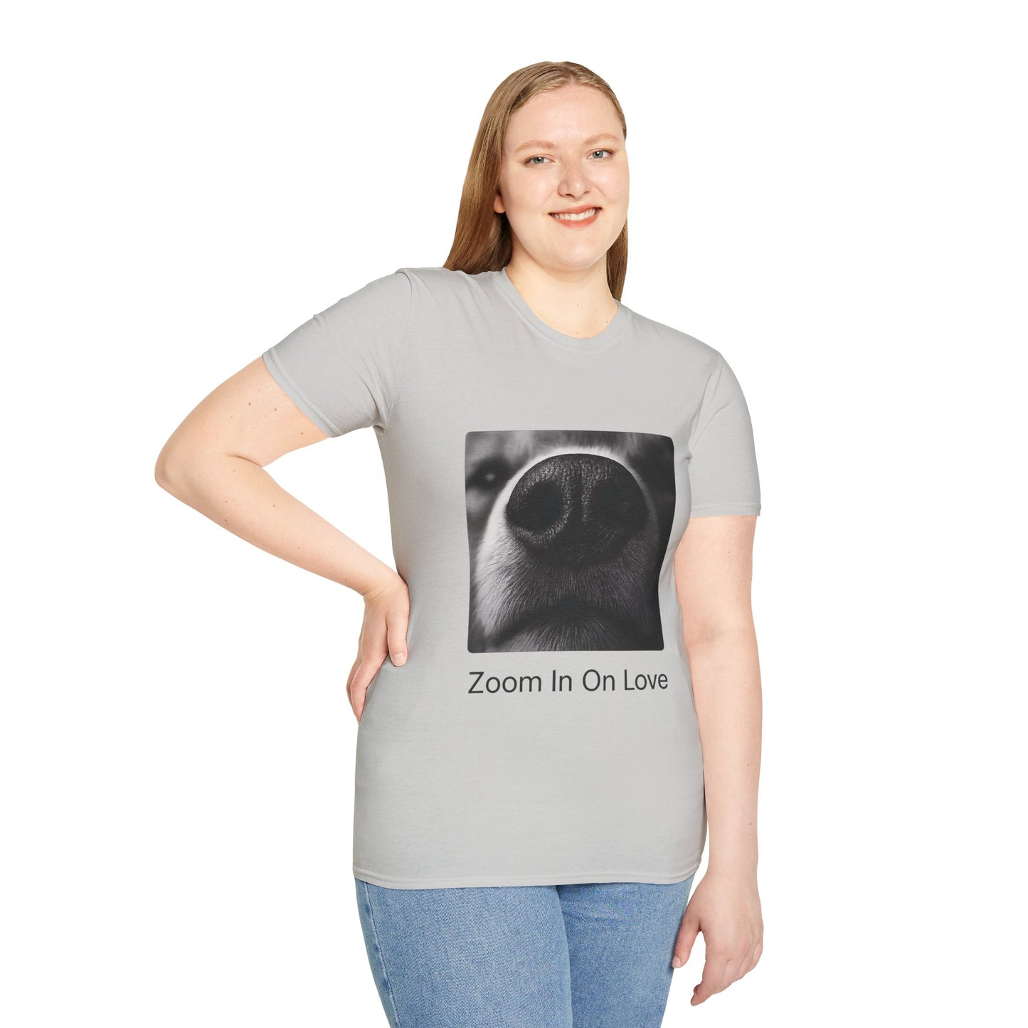 Zoom In On Love – Funny Dog Nose Close-Up T-Shirt for Pet Lovers | Adopted & Adored Apparel, Adult Unisex T-Shirt