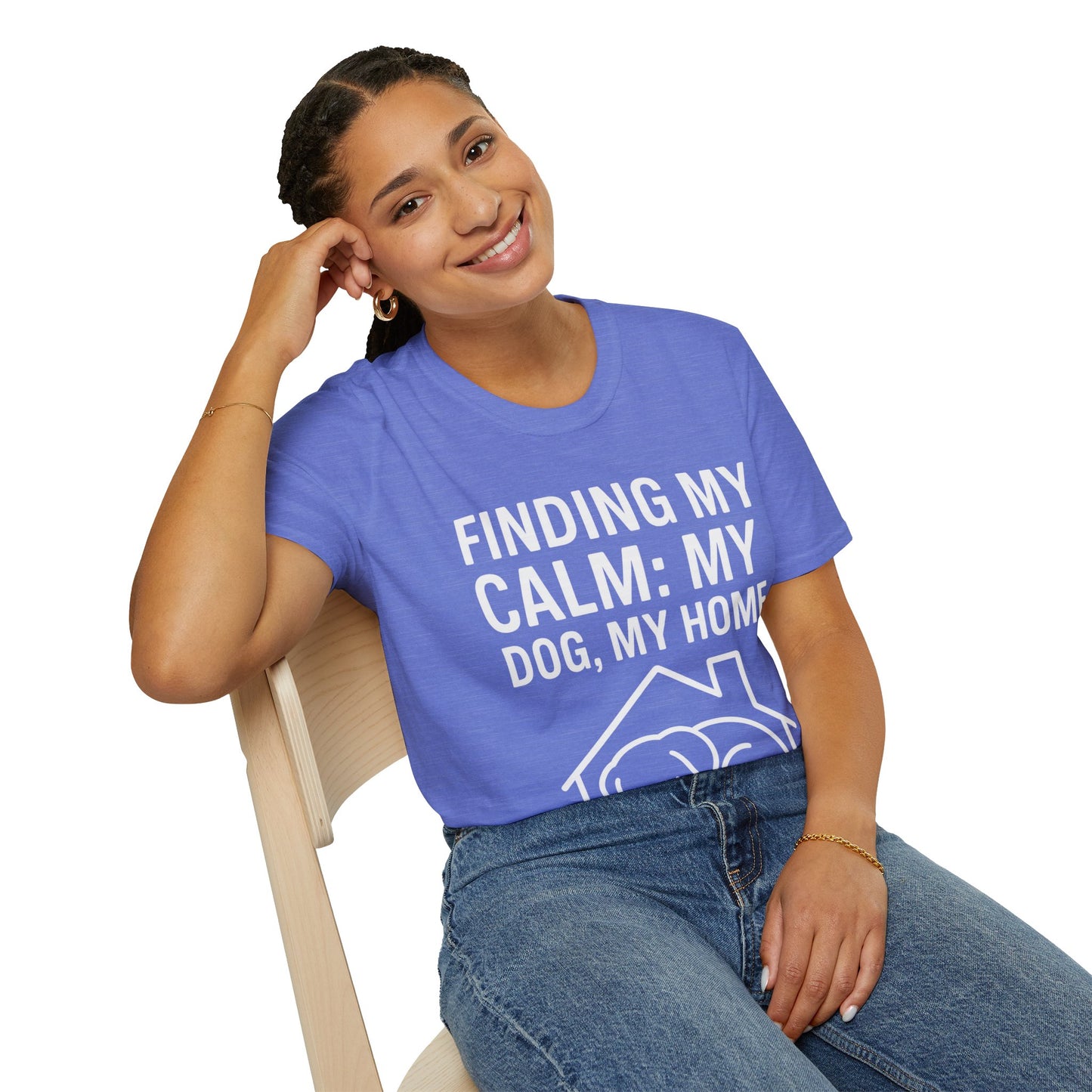 Finding My Calm My Dog My Home T-Shirt | Dog Lover Mental Health Shirt | Adopted Dog Calmness Tee | Rescue Dog Support Shirt | Animal Rescue Apparel | Therapy Dog Inspired Tee | Unisex Gildan 64000 Soft Cotton T-Shirt, Adult Unisex T-Shirt