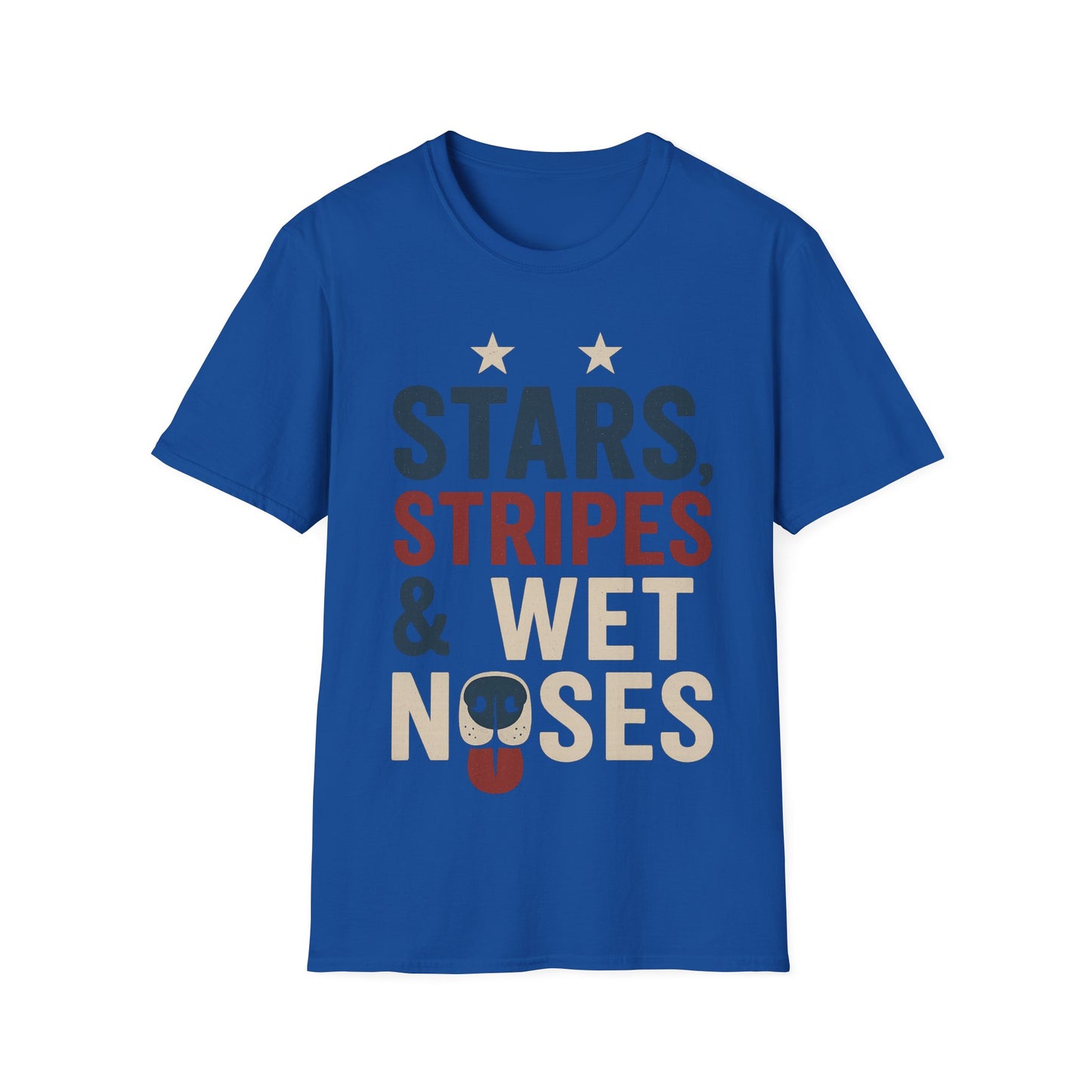 Stars Stripes and Wet Noses Patriotic Dog Shirt | Red White and Blue Rescue Tee | American Flag Dog Lover Shirt | Animal Adoption 4th of July T-Shirt | Multiple Design Options | Gildan 64000 Soft Cotton Unisex T-Shirt, Adult Unisex T-Shirt