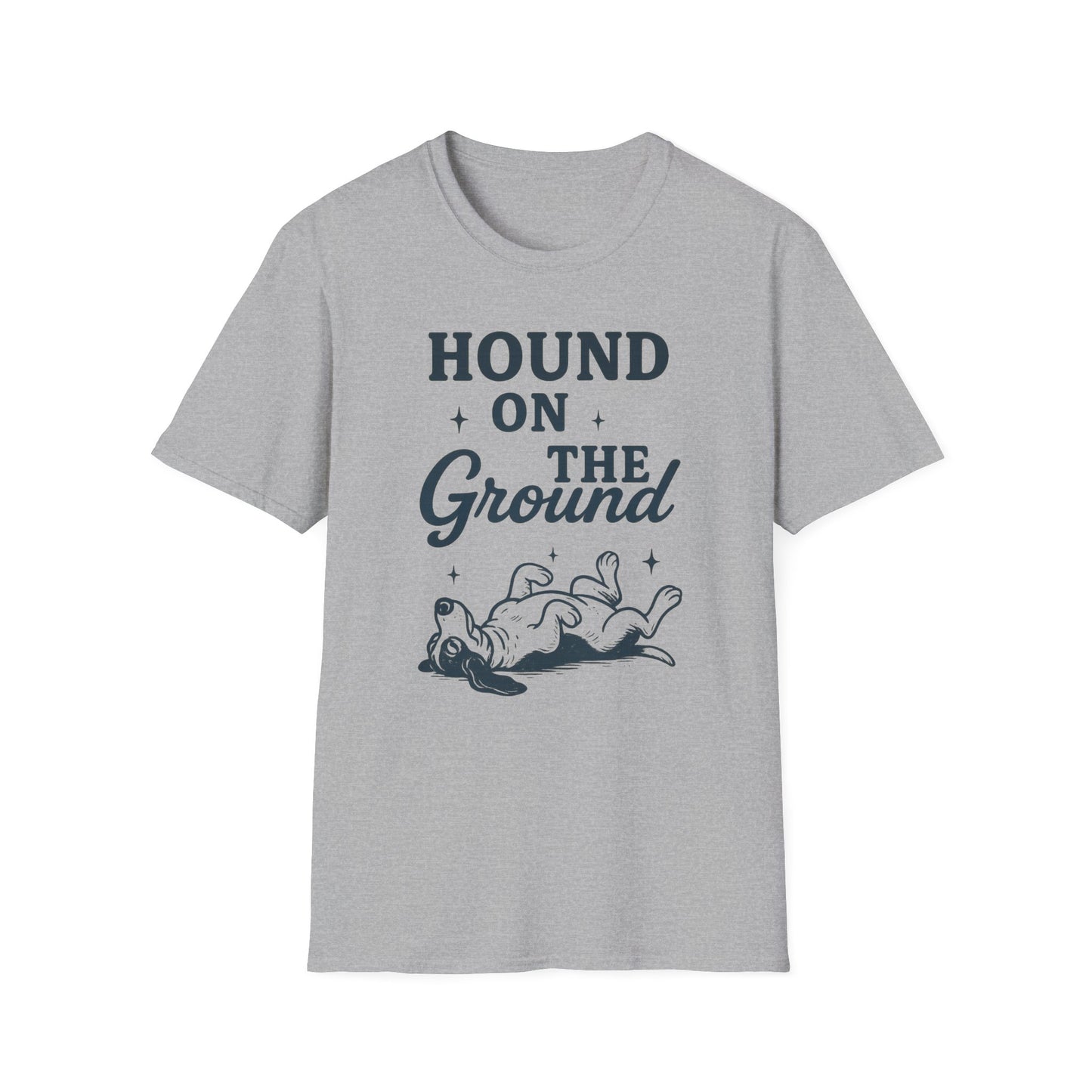 Hound on the Ground Funny Dog T-Shirt – Vintage Basset Hound Shirt for Dog Lovers, Rescue Pet Apparel, Gift for Animal Owners, Adult Unisex T-Shirt