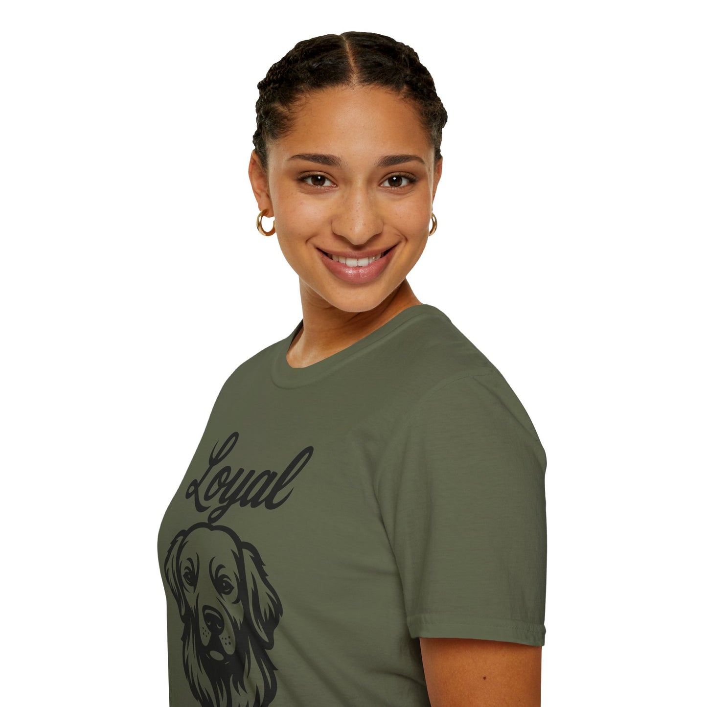 Loyal Golden Retriever T-Shirt – Bold Black Line Art Dog Design for Golden Lovers, Rescue-Inspired Apparel for Devoted Dog Parents, Adult Unisex T-Shirt