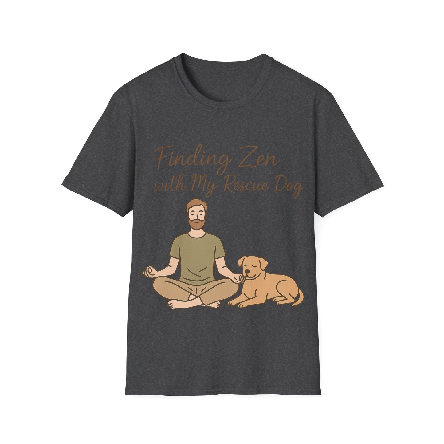 Finding Zen with My Rescue Dog – Rescue Dog Mental Health Shirt for Men | Earth Tone Calm Tee | Pet Lover Gift, Adult Unisex T-Shirt