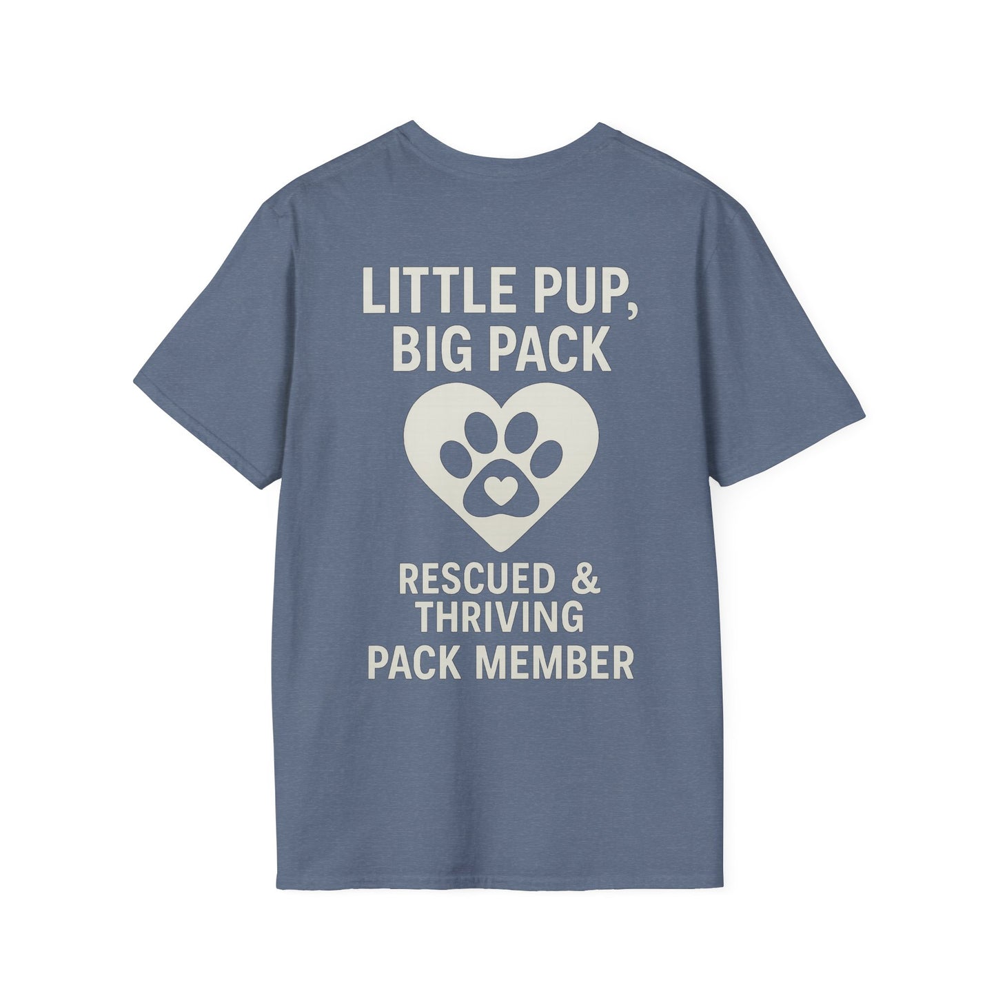 Little Pup Big Pack T-Shirt – Rescued and Thriving Dog Tee – Matching Family Rescue Apparel – Pack Member Logo – Dog Lover Gift – Pitbull Rescue Shirt – Parent and Kid Set Option, Adult Unisex T-Shirt