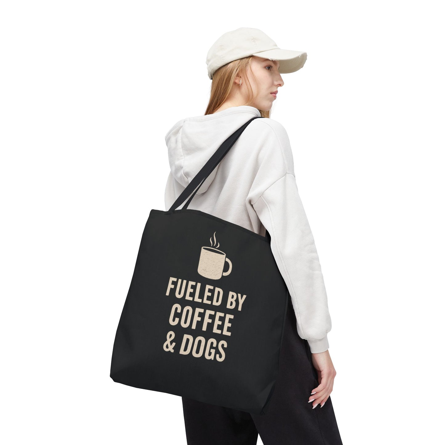 Fueled By Coffee & Dogs Tote Bag, Perfect for Dog Lovers, Everyday Use, Gift for Coffee Lovers, Eco-Friendly Shopping Bag, Stylish Animal Lover Tote, Adult Unisex T-Shirt