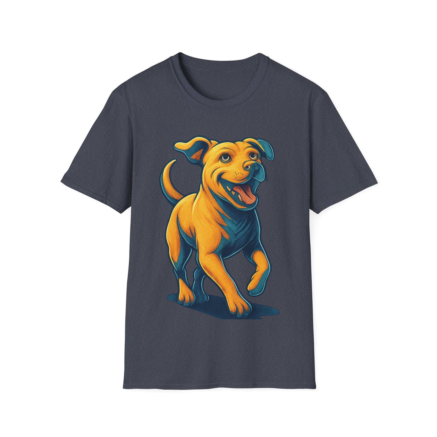 3D Pop Art Dog Shirt | Bold Jumping Dog Graphic Tee for Rescue Lovers & Pet Fans | Vibrant One-Sided Design, Adult Unisex T-Shirt