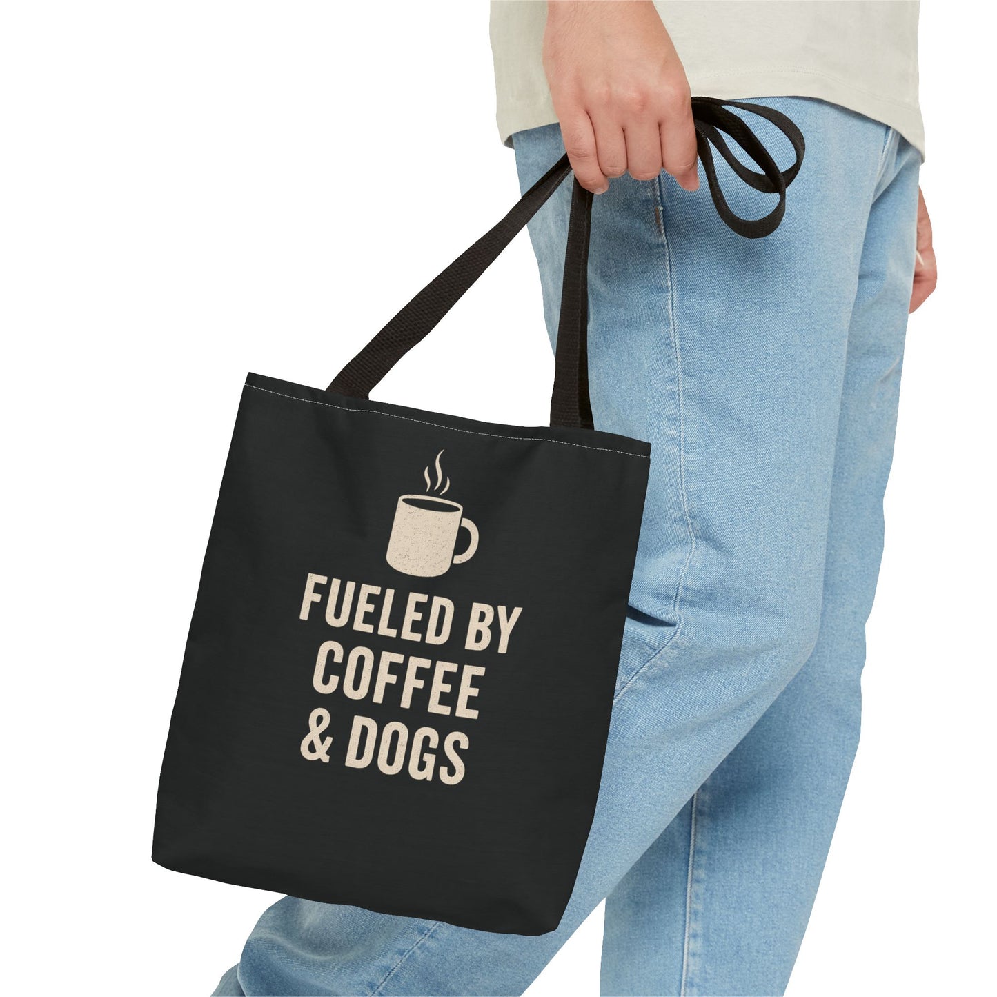 Fueled By Coffee & Dogs Tote Bag, Perfect for Dog Lovers, Everyday Use, Gift for Coffee Lovers, Eco-Friendly Shopping Bag, Stylish Animal Lover Tote, Adult Unisex T-Shirt