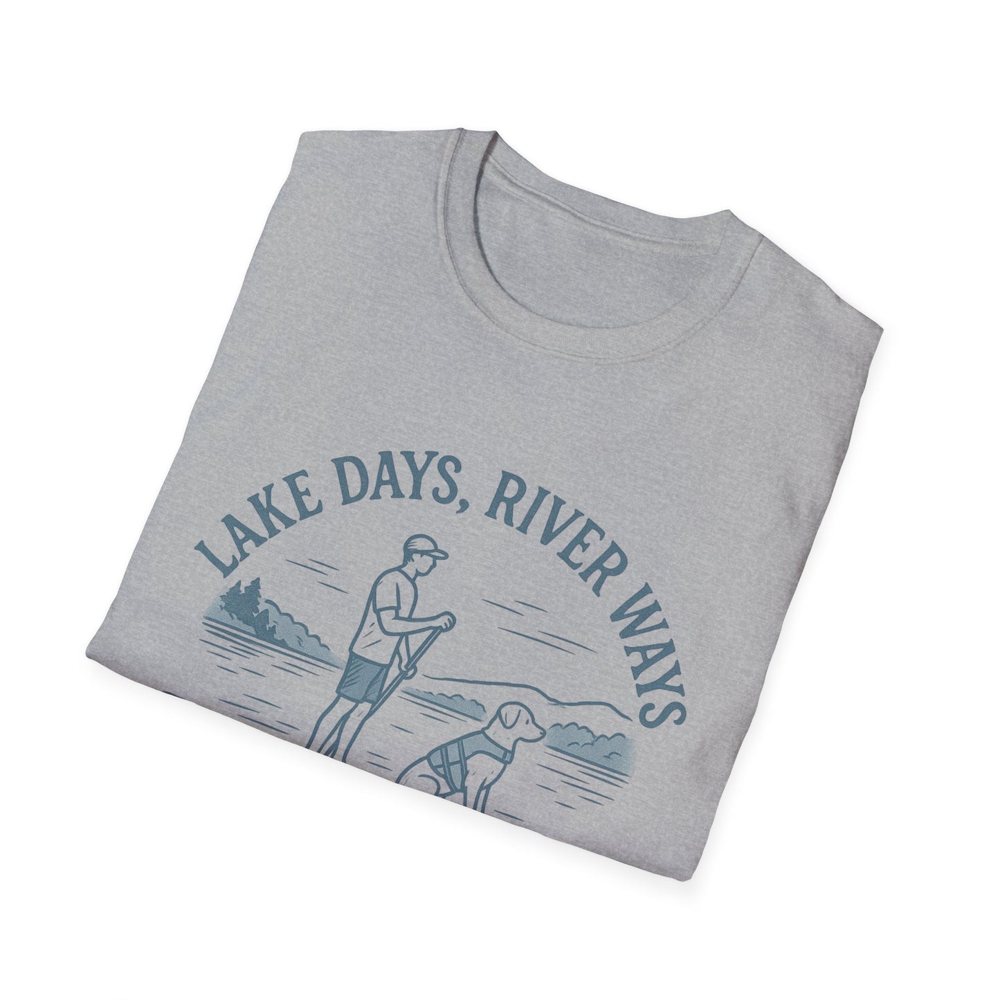 Lake Days River Ways Dog Always T-Shirt – Paddleboarding Rescue Dog Tee for Lake & River Lovers, Adult Unisex T-Shirt