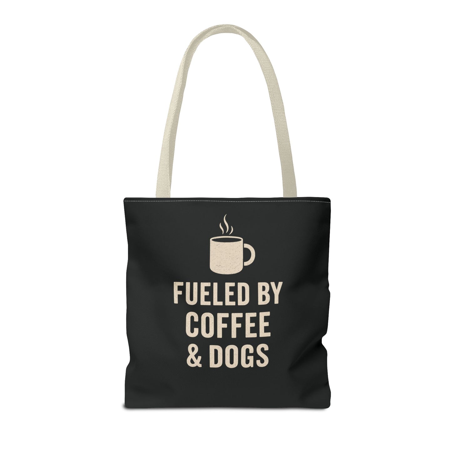 Fueled By Coffee & Dogs Tote Bag, Perfect for Dog Lovers, Everyday Use, Gift for Coffee Lovers, Eco-Friendly Shopping Bag, Stylish Animal Lover Tote, Adult Unisex T-Shirt
