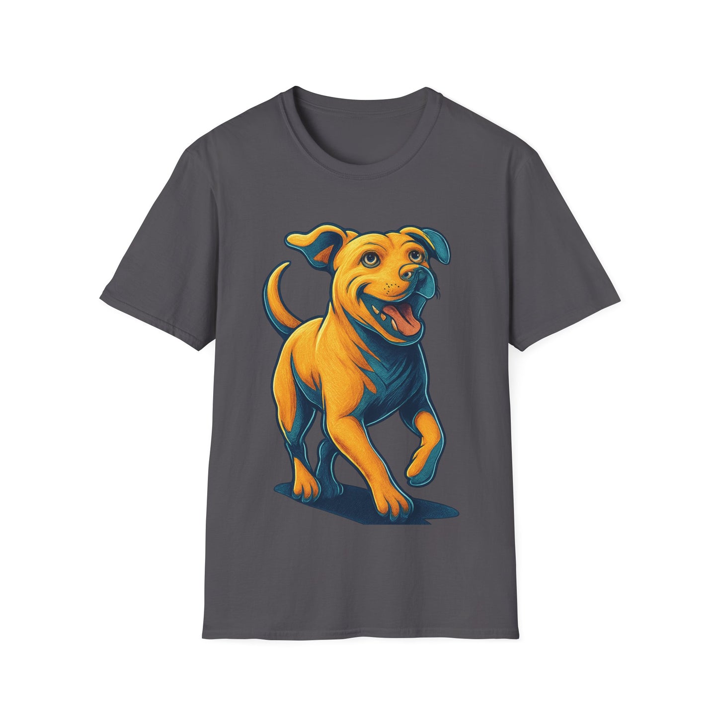 3D Pop Art Dog Shirt | Bold Jumping Dog Graphic Tee for Rescue Lovers & Pet Fans | Vibrant One-Sided Design, Adult Unisex T-Shirt