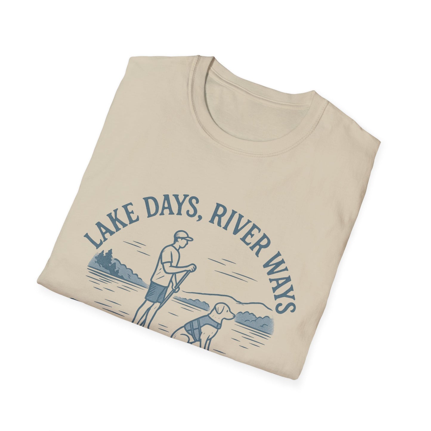 Lake Days River Ways Dog Always T-Shirt – Paddleboarding Rescue Dog Tee for Lake & River Lovers, Adult Unisex T-Shirt