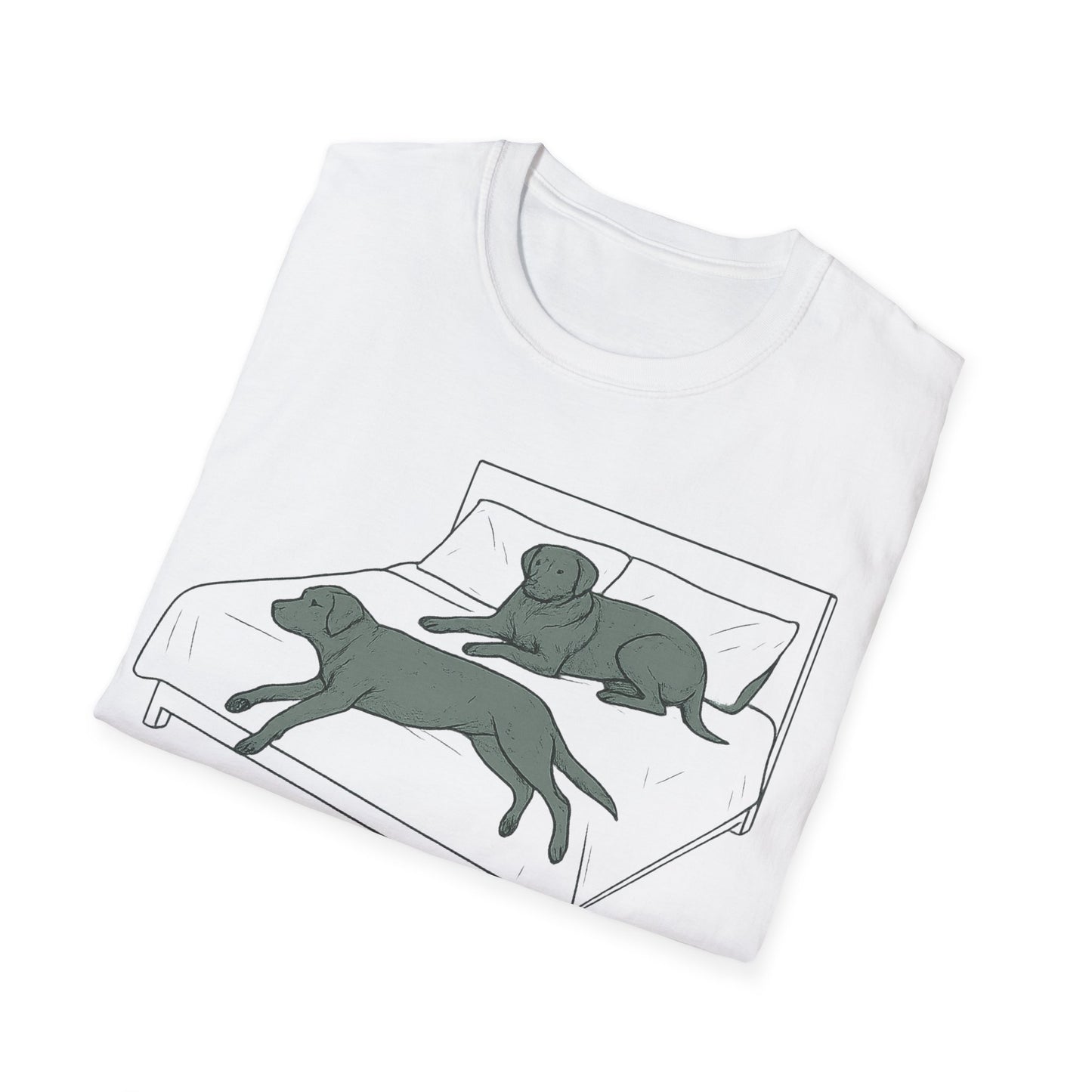 Familiar? Rescue Dog Bed Takeover T-Shirt | Funny Pitbull Dog Lover Gift | Adopted & Adored Apparel, Adult Unisex T-Shirt