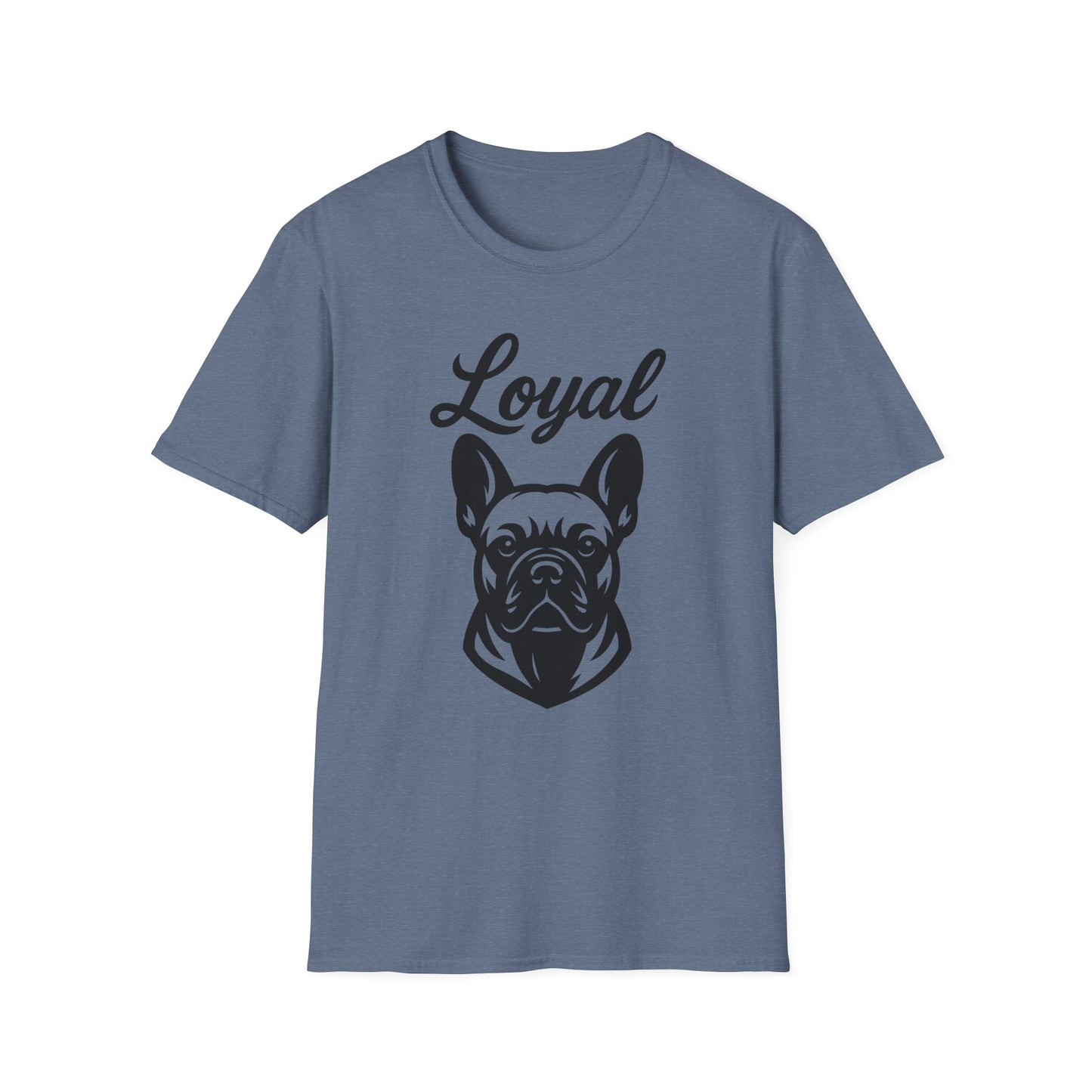 Loyal French Bulldog T-Shirt – Bold Black Line Art Dog Design for Frenchie Lovers, Rescue Support Tee, Adult Unisex T-Shirt