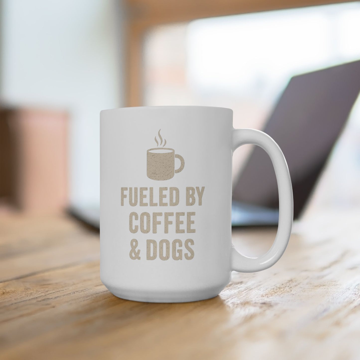 Fueled by Coffee and Dogs Coffee Mug - Gift for Coffee Lovers, Humor Mug for Birthdays, Home Office, Tea Drinkers, and Desk Decor