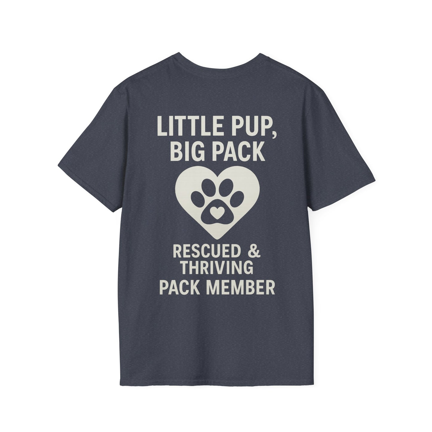 Little Pup Big Pack T-Shirt – Rescued and Thriving Dog Tee – Matching Family Rescue Apparel – Pack Member Logo – Dog Lover Gift – Pitbull Rescue Shirt – Parent and Kid Set Option, Adult Unisex T-Shirt