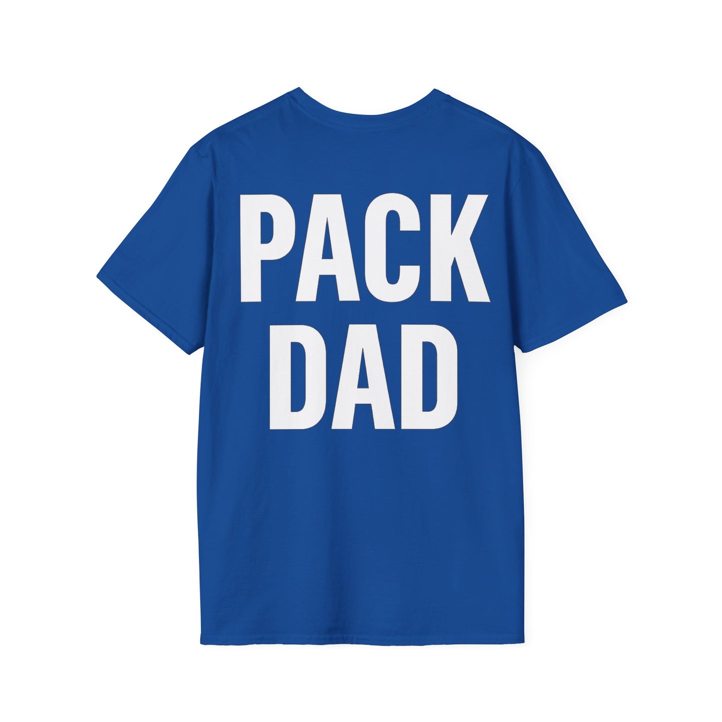 Pack Dad T-Shirt – Dog Dad Rescue Tee with Back & Chest Print – Matching Family Dog T-Shirt – Adopted and Adored Apparel, Adult Unisex T-Shirt