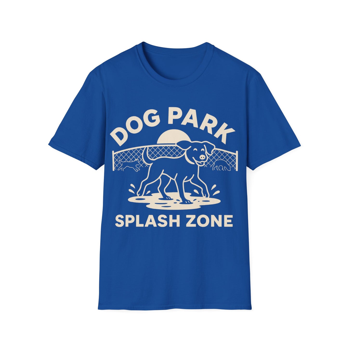 Dog Lover T-Shirt – Funny Dog Park Splash Zone T-Shirt with Wet Dog Puddle Design | Cream Ink Print, Adult Unisex T-Shirt