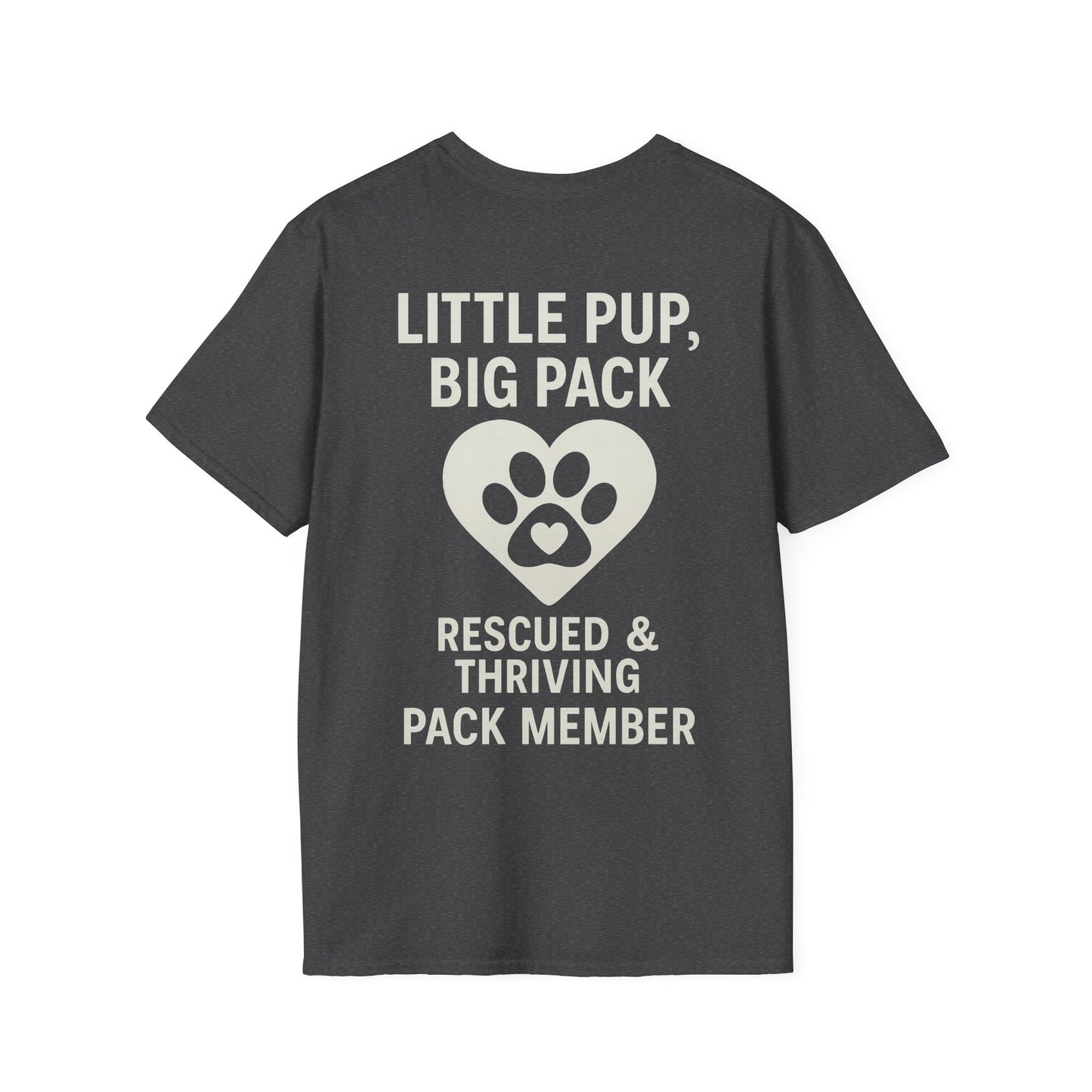Little Pup Big Pack T-Shirt – Rescued and Thriving Dog Tee – Matching Family Rescue Apparel – Pack Member Logo – Dog Lover Gift – Pitbull Rescue Shirt – Parent and Kid Set Option, Adult Unisex T-Shirt