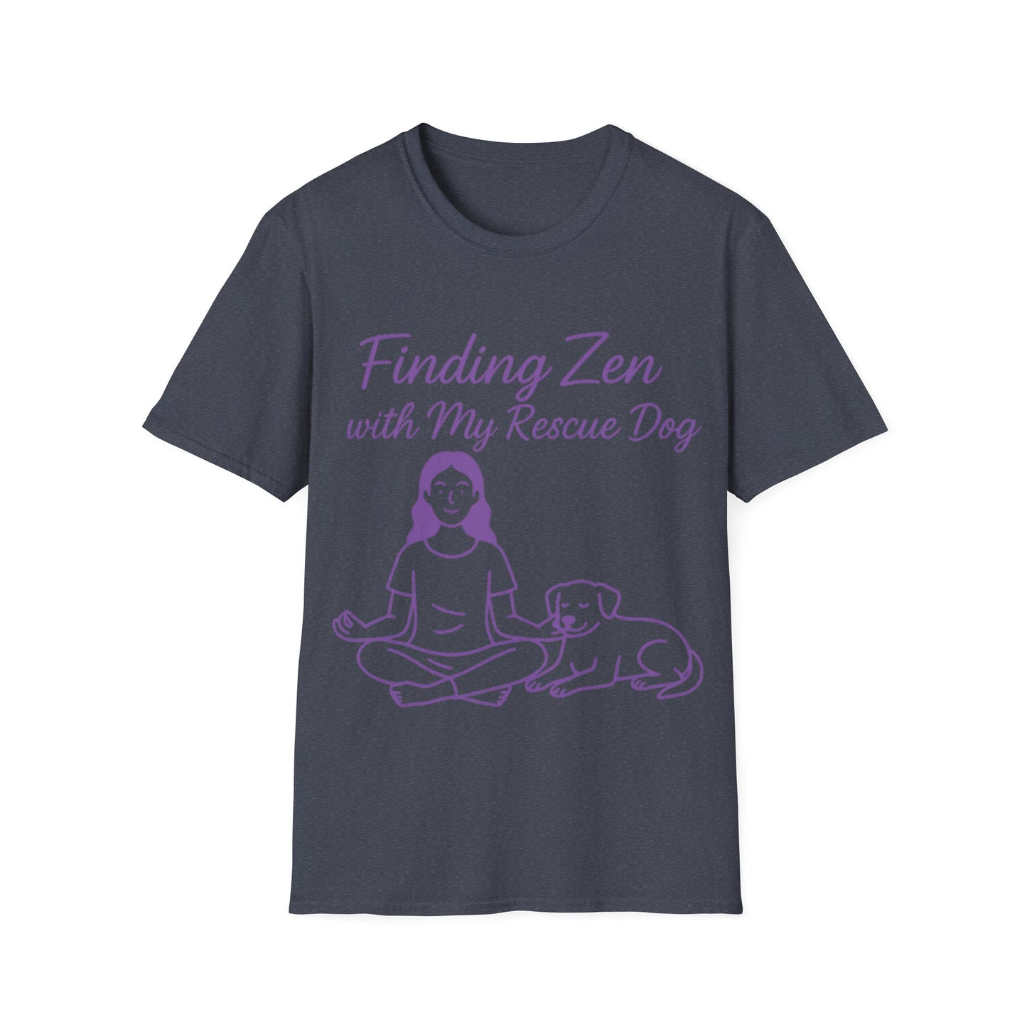 Finding Zen with My Rescue Dog – Purple Glow Dog Mom Shirt | Mindful Rescue Tee for Calm & Comfort, Adult Unisex T-Shirt