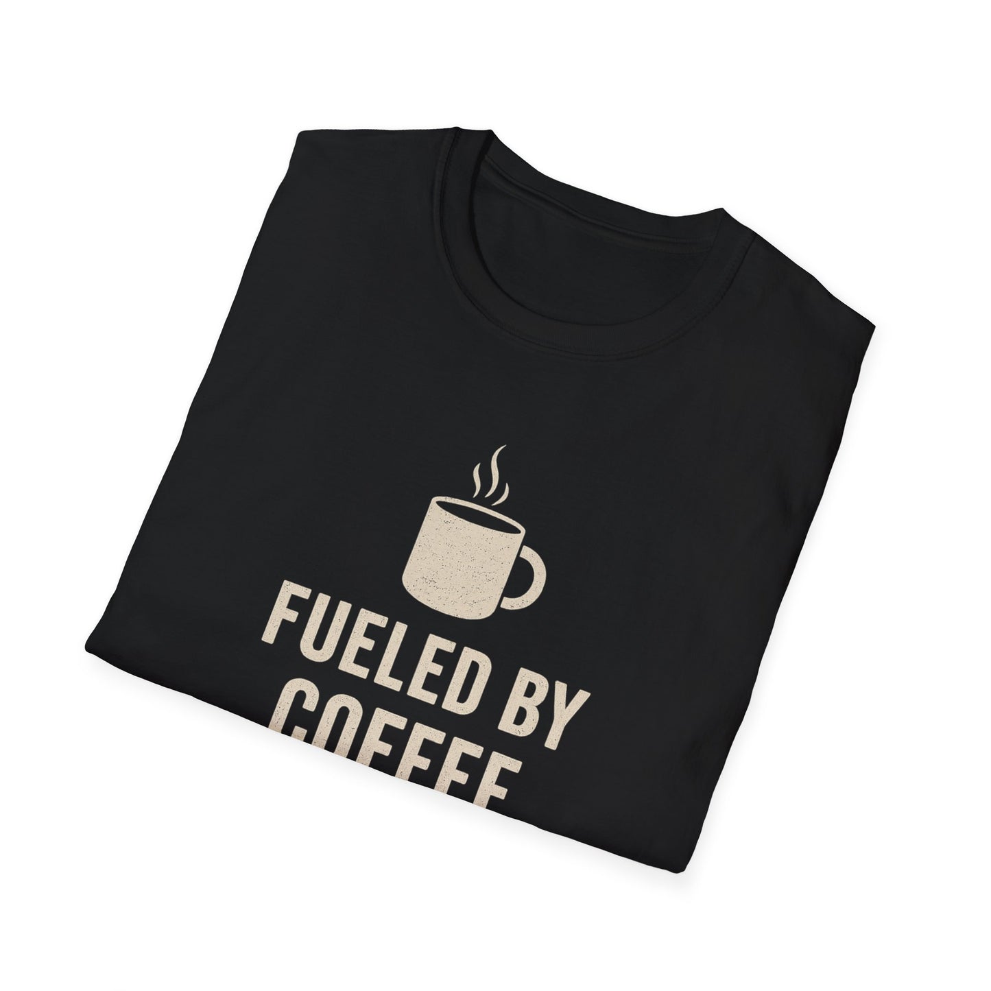 Fueled by Coffee and Dogs T-Shirt – Distressed Cream Graphic Tee for Dog Lovers, Charcoal Heather Unisex Fit adult