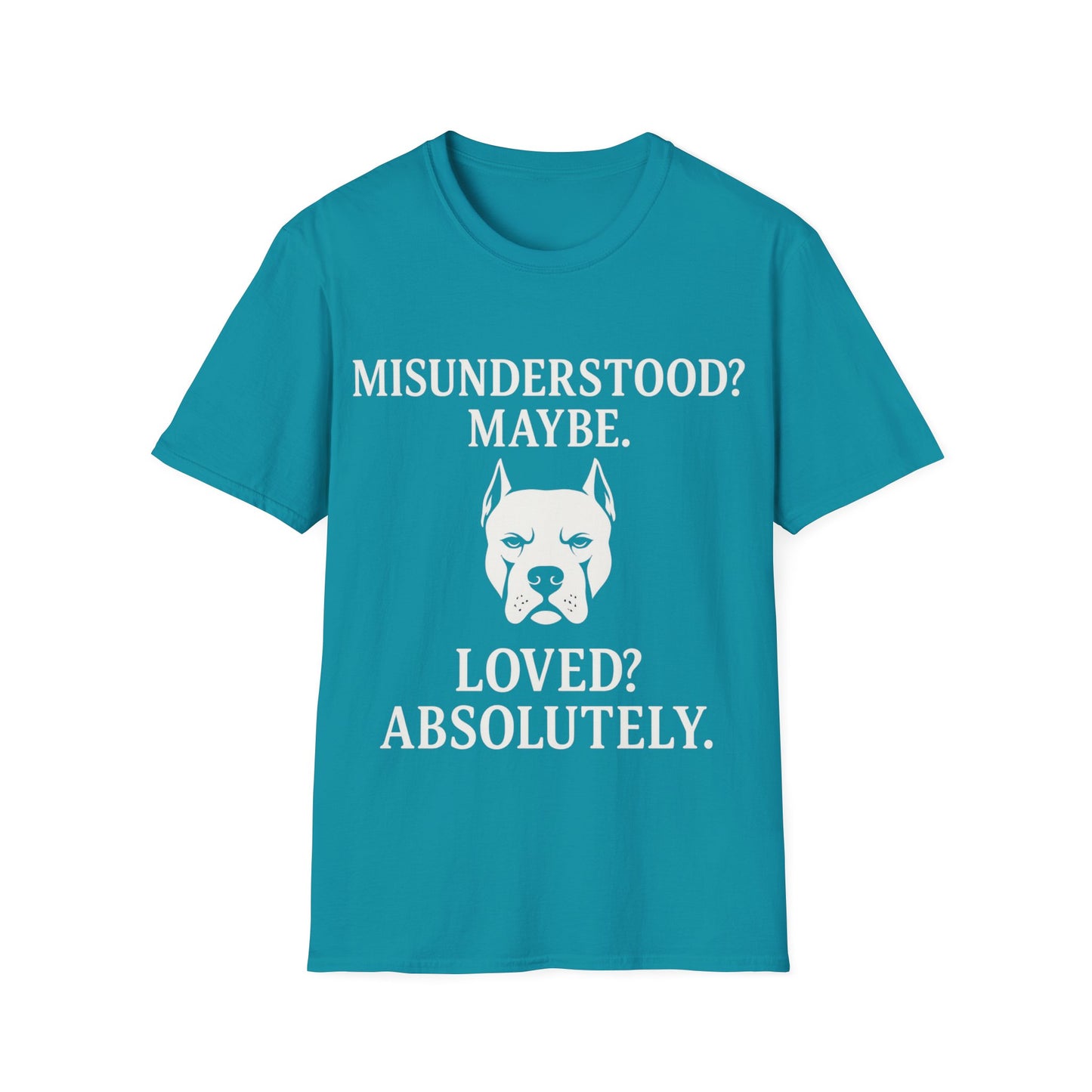 Misunderstood Pit Bull T-Shirt β Cropped Ear Dog Rescue Tee β White or Black Lettering β Adopt Donβt Shop Shirt β Pitbull Lover Gift, Adult Unisex T-Shirt