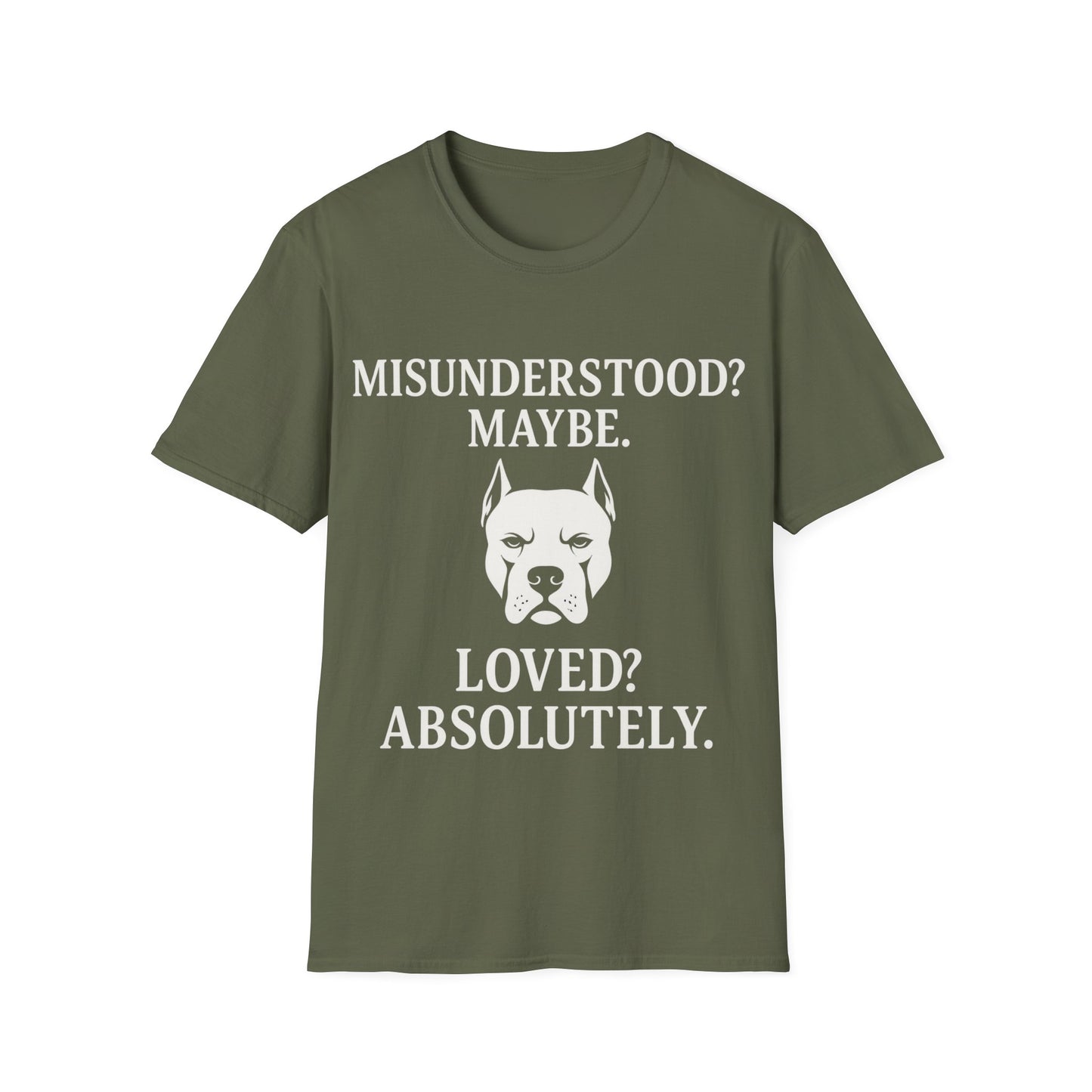 Misunderstood Pit Bull T-Shirt β Cropped Ear Dog Rescue Tee β White or Black Lettering β Adopt Donβt Shop Shirt β Pitbull Lover Gift, Adult Unisex T-Shirt