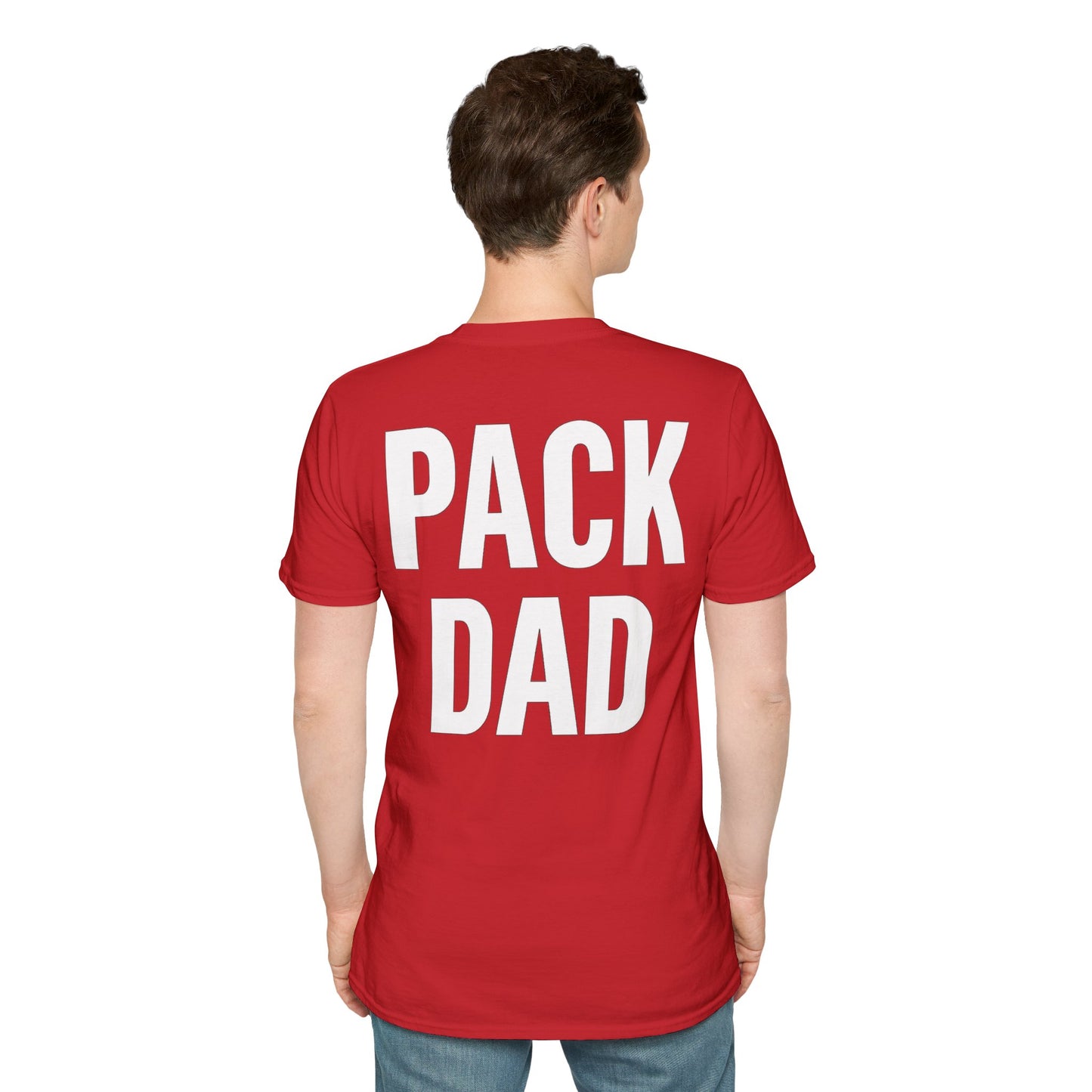 Pack Dad T-Shirt – Dog Dad Rescue Tee with Back & Chest Print – Matching Family Dog T-Shirt – Adopted and Adored Apparel, Adult Unisex T-Shirt